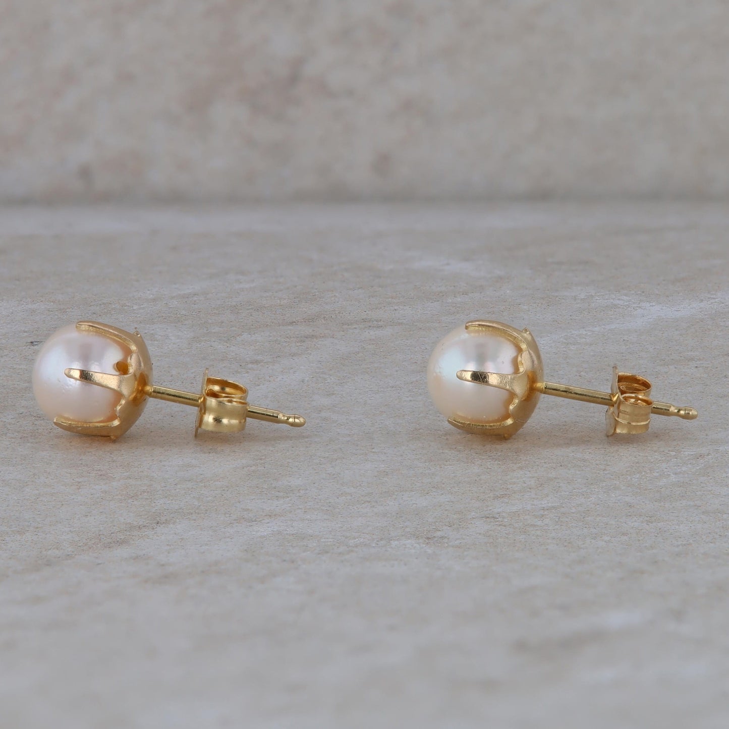 14k Yellow Gold 6.5mm Cultured Pearl Earrings