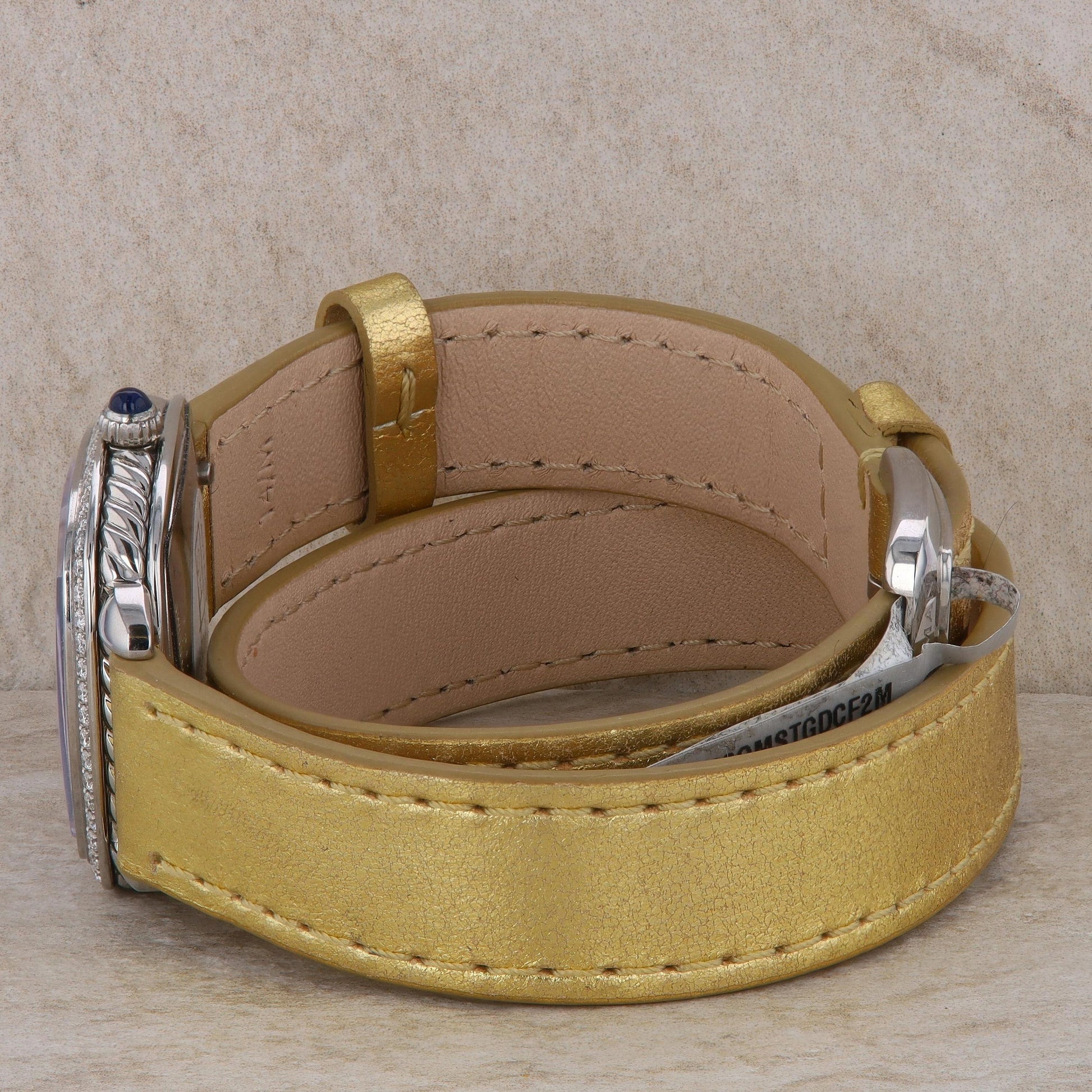 David Yurman &#39;Albion&#39; Diamond & Gold Metallic Double Wrap Watch