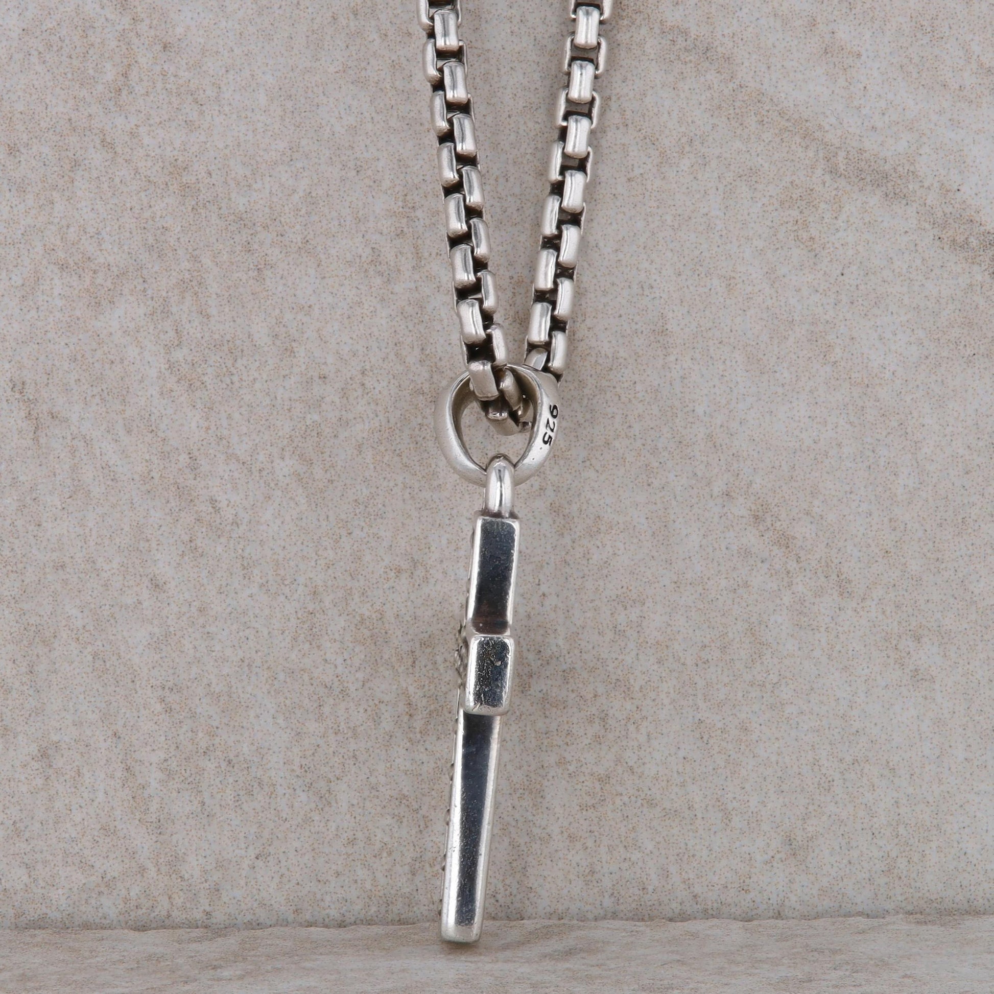 David Yurman Sterling Silver Diamond Cross Necklace