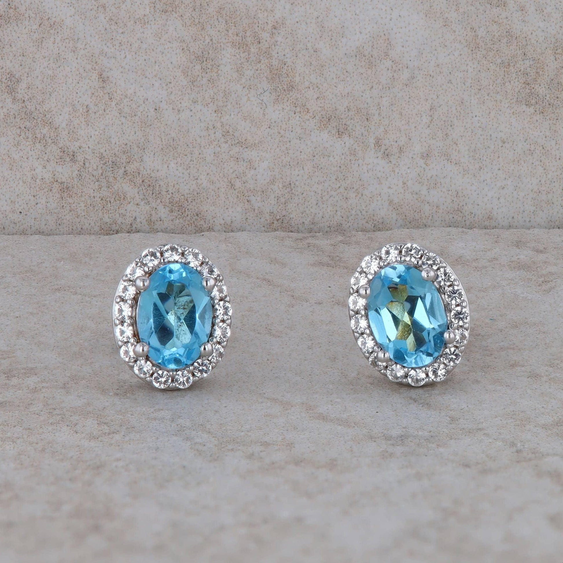 Sterling Silver Blue Topaz Earrings