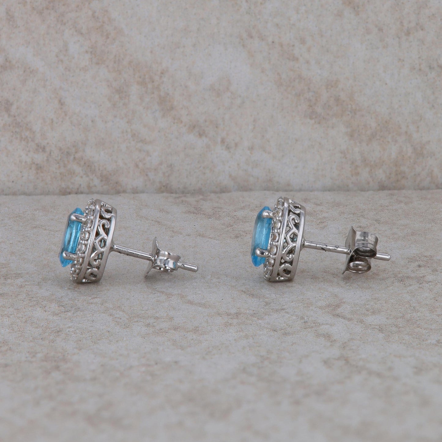 Sterling Silver Blue Topaz Earrings