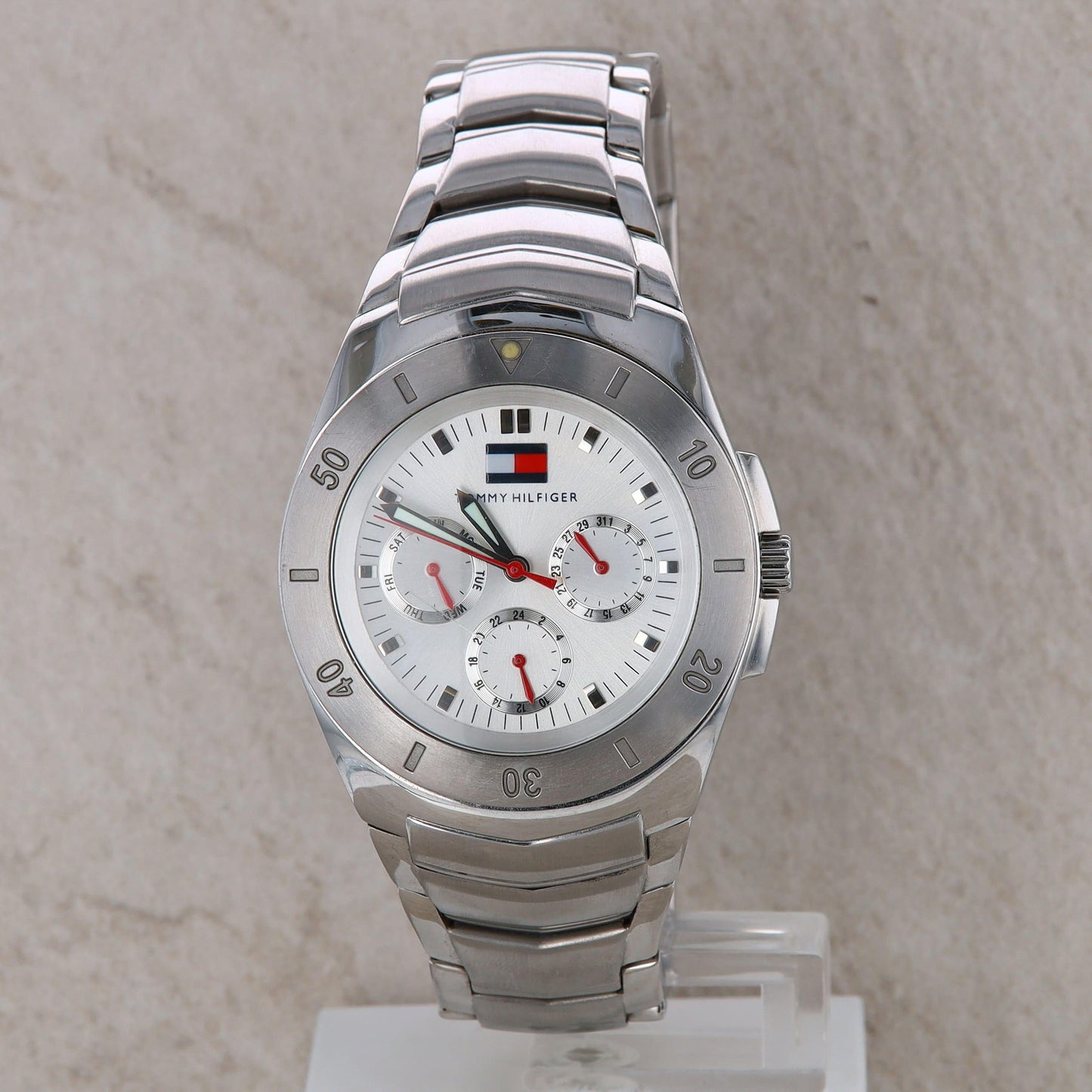 Tommy Hilfiger Men&#39;s Stainless Steel White Dial Watch #F90191