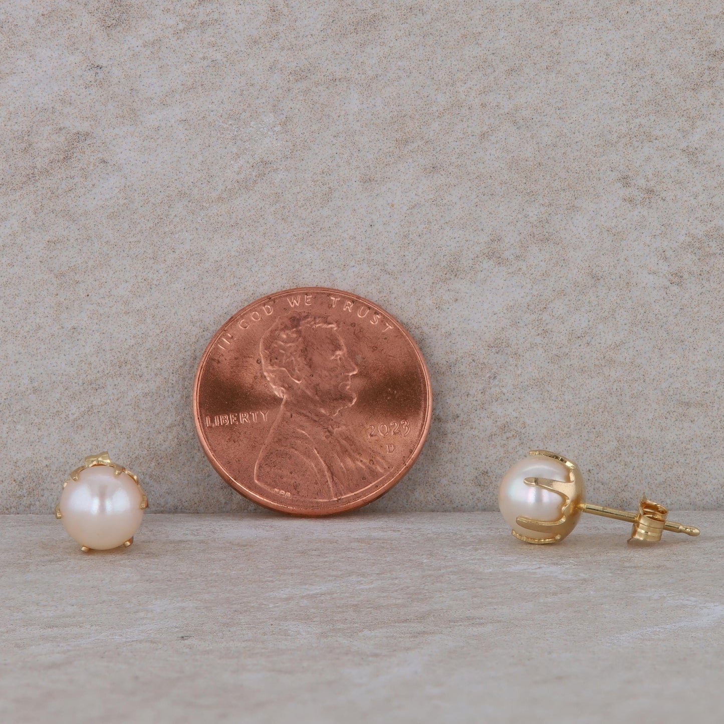 14k Yellow Gold 6.5mm Cultured Pearl Earrings