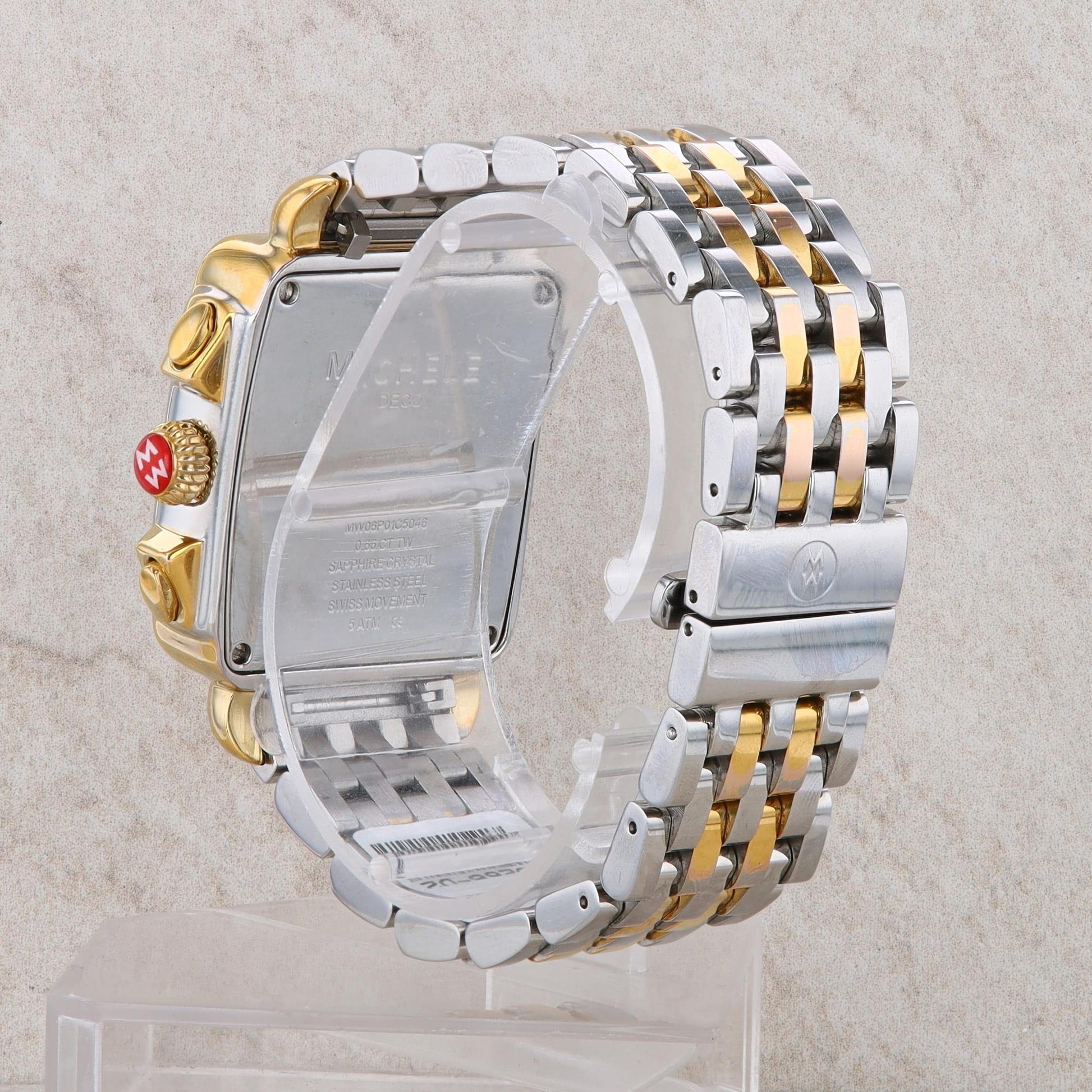 Michele Two-Tone Stainless Steel Two Tone Gold Plated Diamond Watch