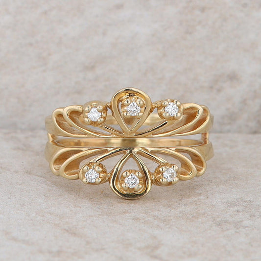 14k Yellow Gold Diamond Cut Out Enhancer Ring