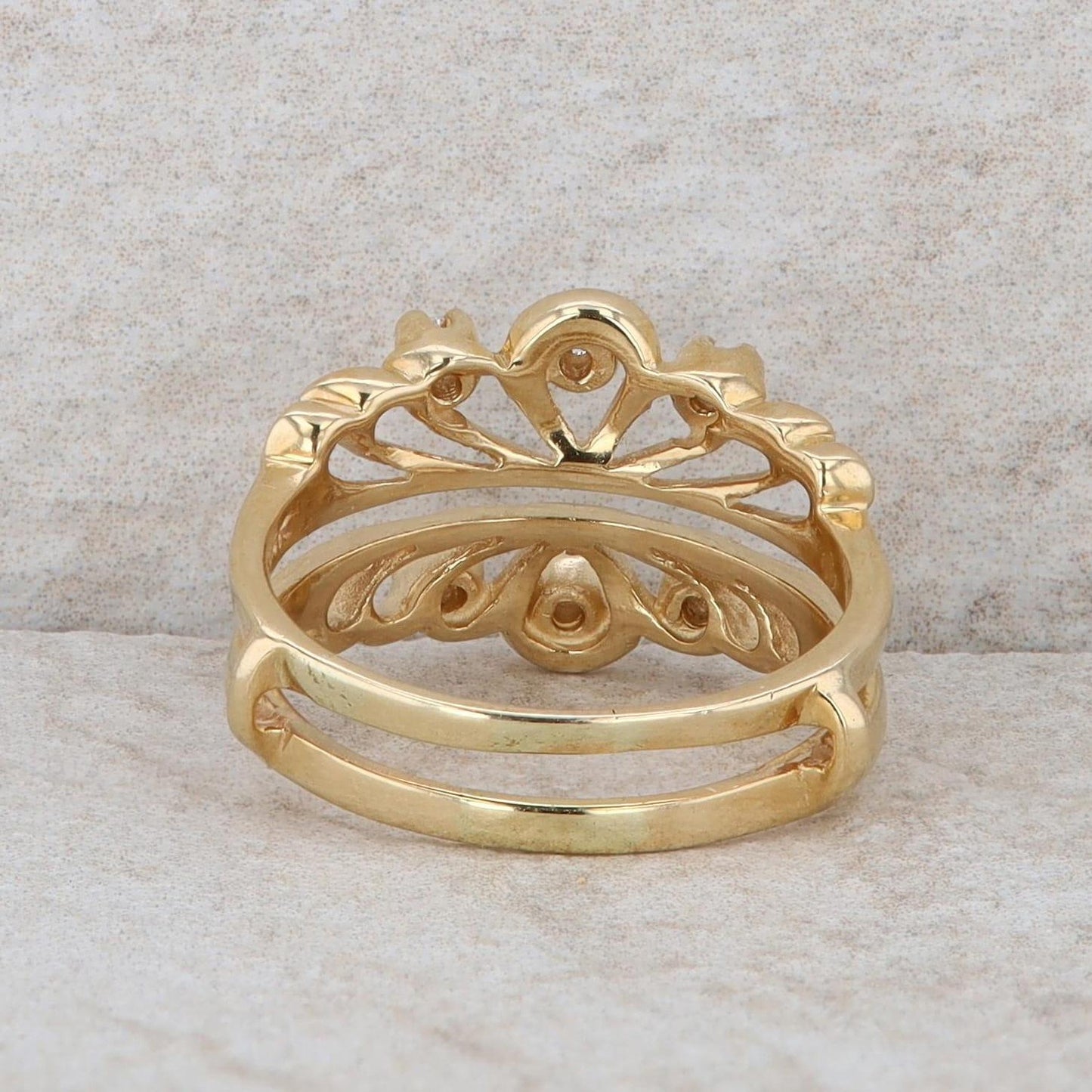 14k Yellow Gold Diamond Cut Out Enhancer Ring