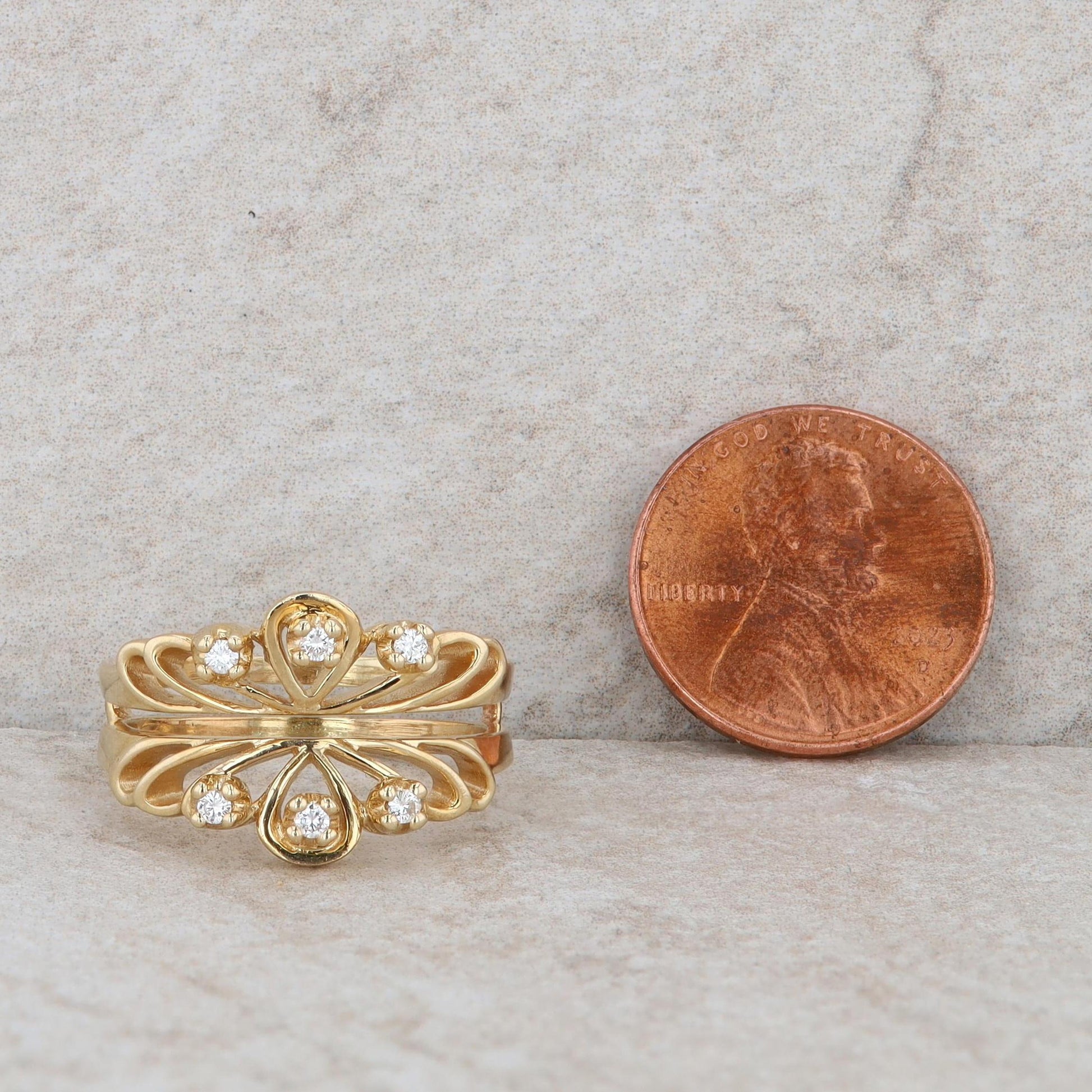 14k Yellow Gold Diamond Cut Out Enhancer Ring