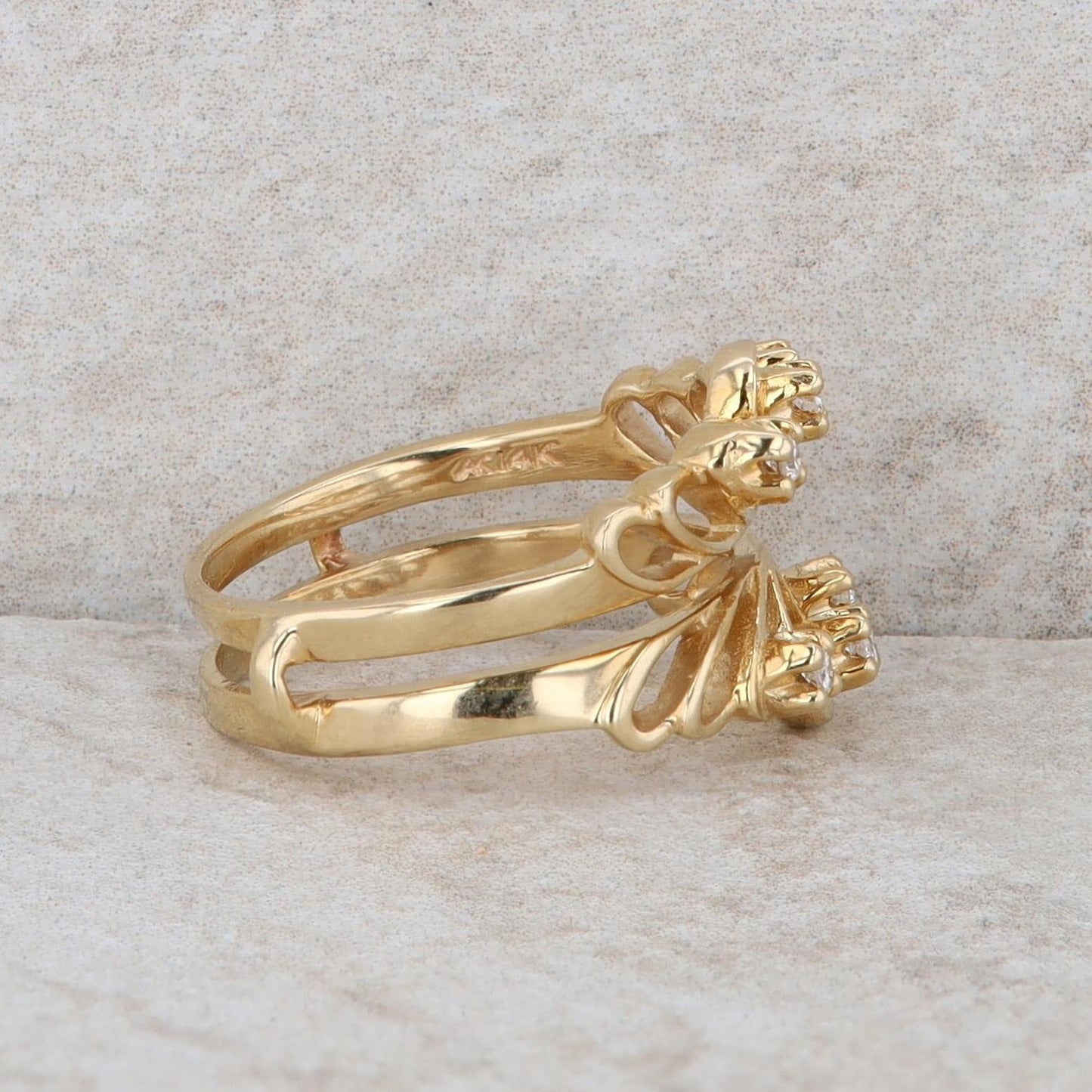 14k Yellow Gold Diamond Cut Out Enhancer Ring
