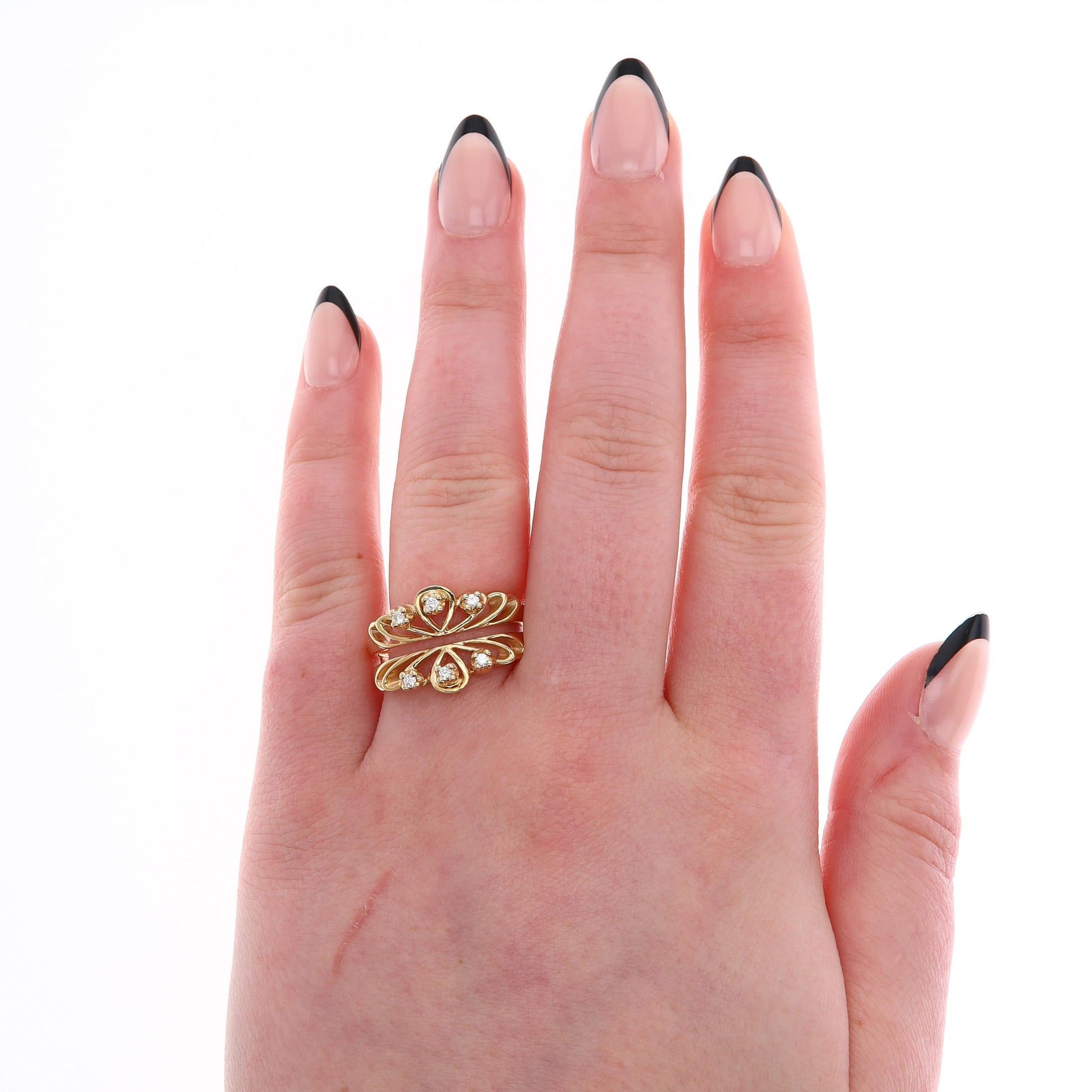 14k Yellow Gold Diamond Cut Out Enhancer Ring