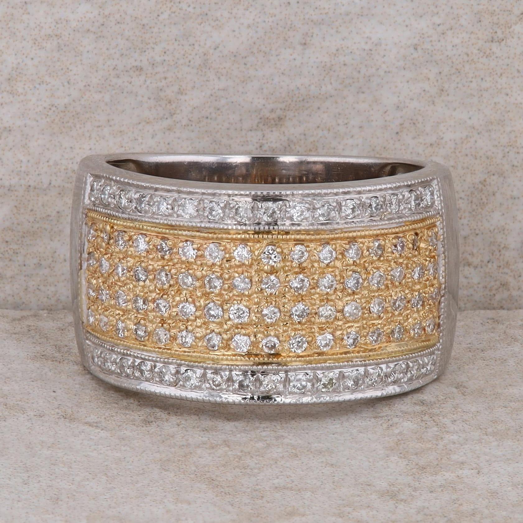 14k Two-Tone Wide Diamond Band