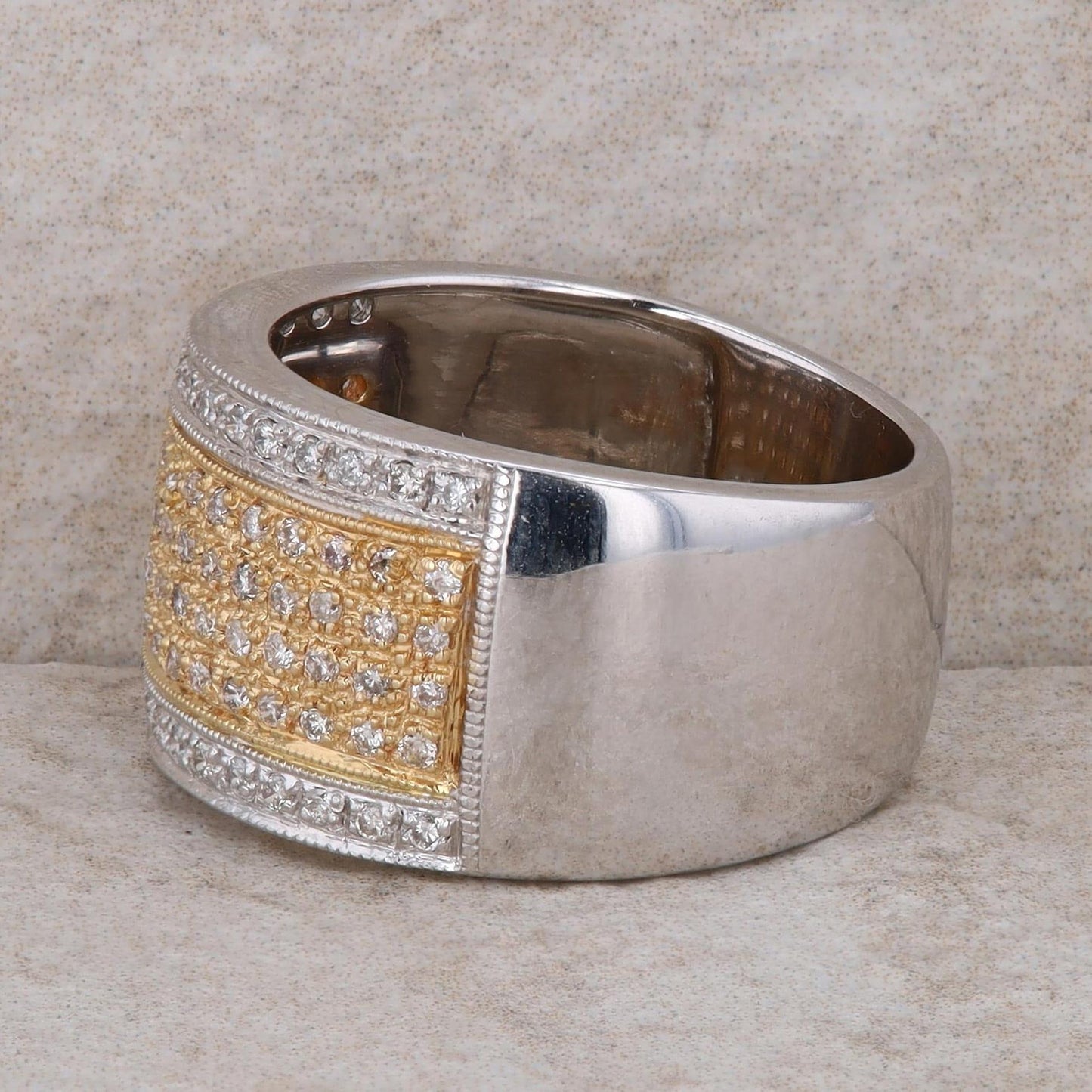14k Two-Tone Wide Diamond Band