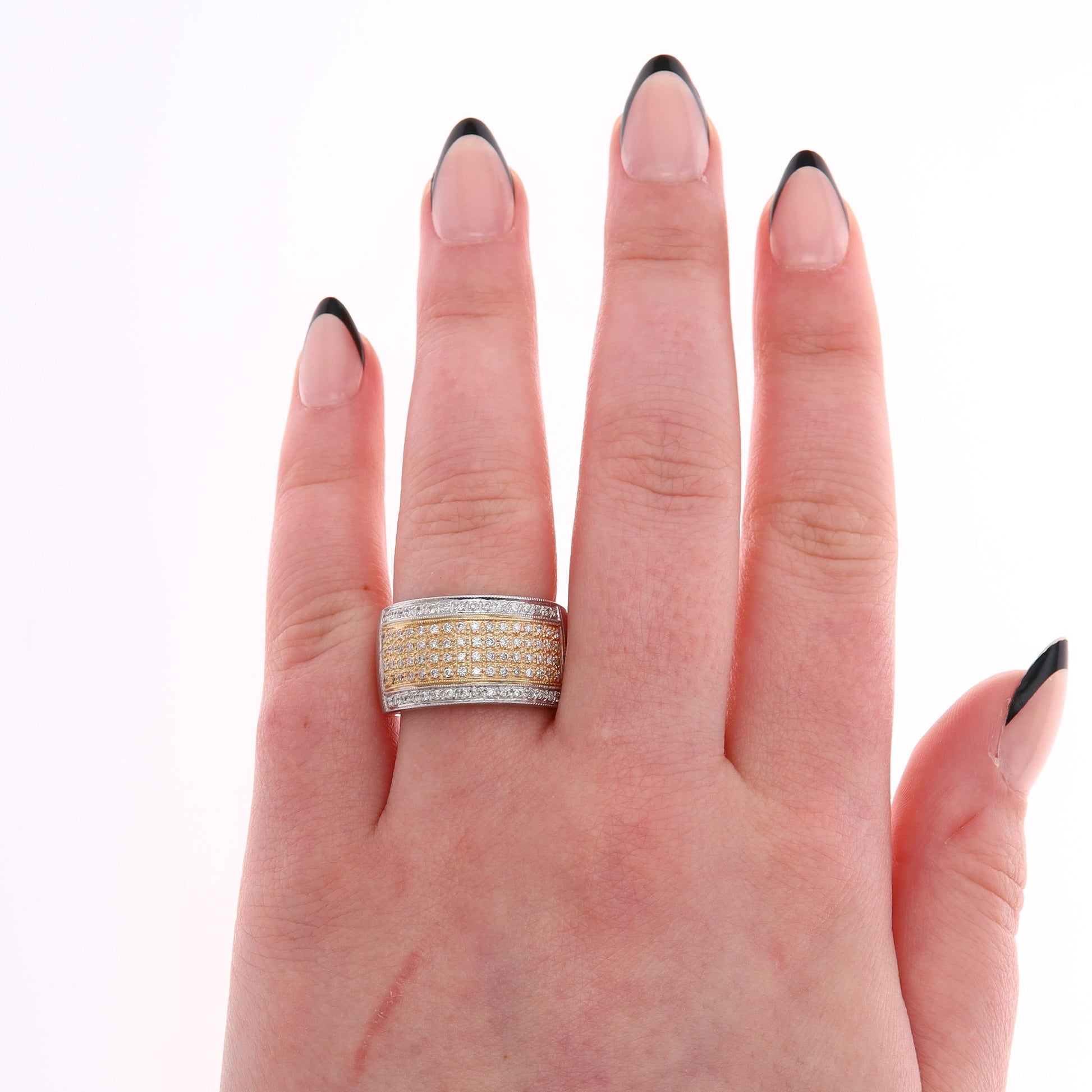 14k Two-Tone Wide Diamond Band