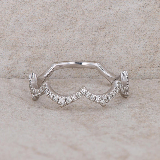 14k White Gold Gabriel and Co. Diamond Scalloped Band