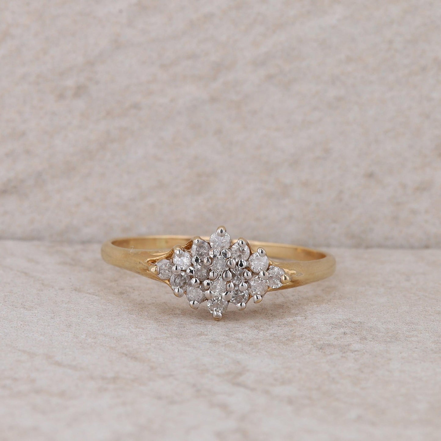 10k Yellow Gold Kite Shaped Diamond Cluster Ring