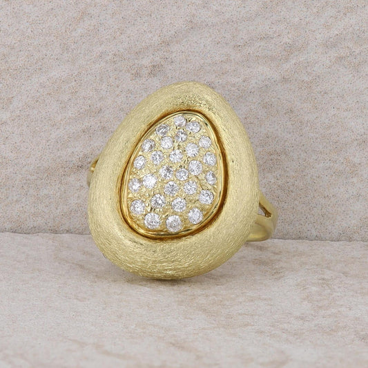 14k Yellow Gold Diamond Pave Teardrop Shaped Ring