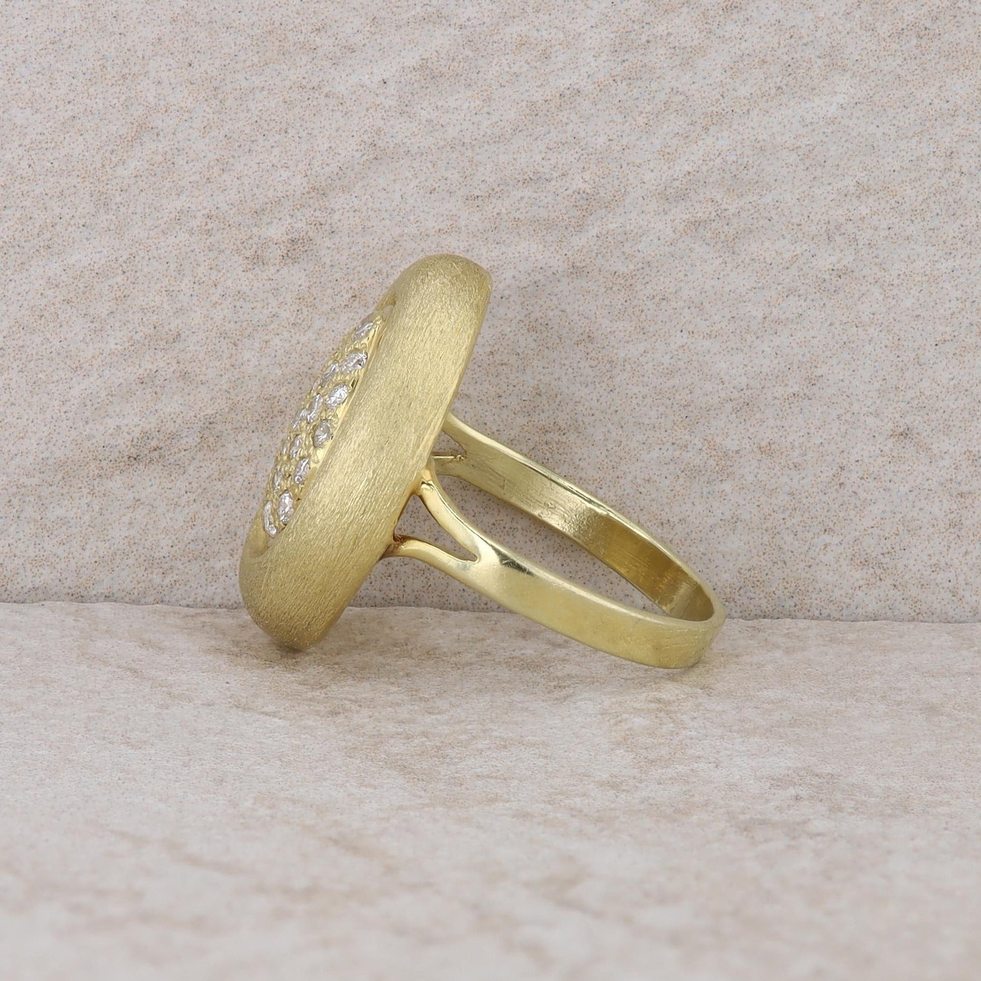 14k Yellow Gold Diamond Pave Teardrop Shaped Ring