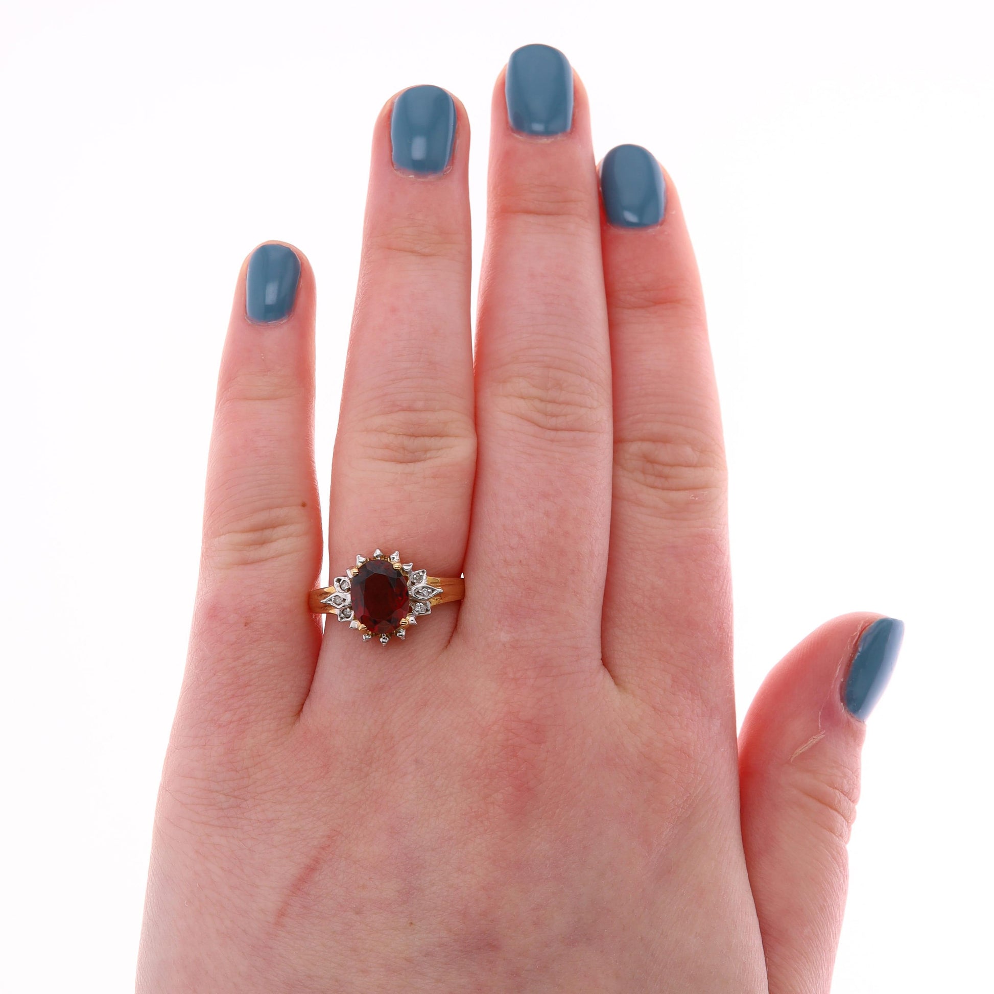 14k Yellow Gold Mozambique Garnet and Diamond Ring