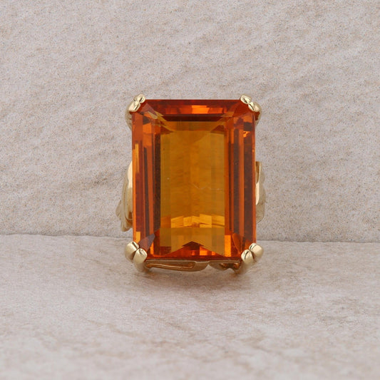 14k Yellow Gold Citrine Emerald Cut Ring