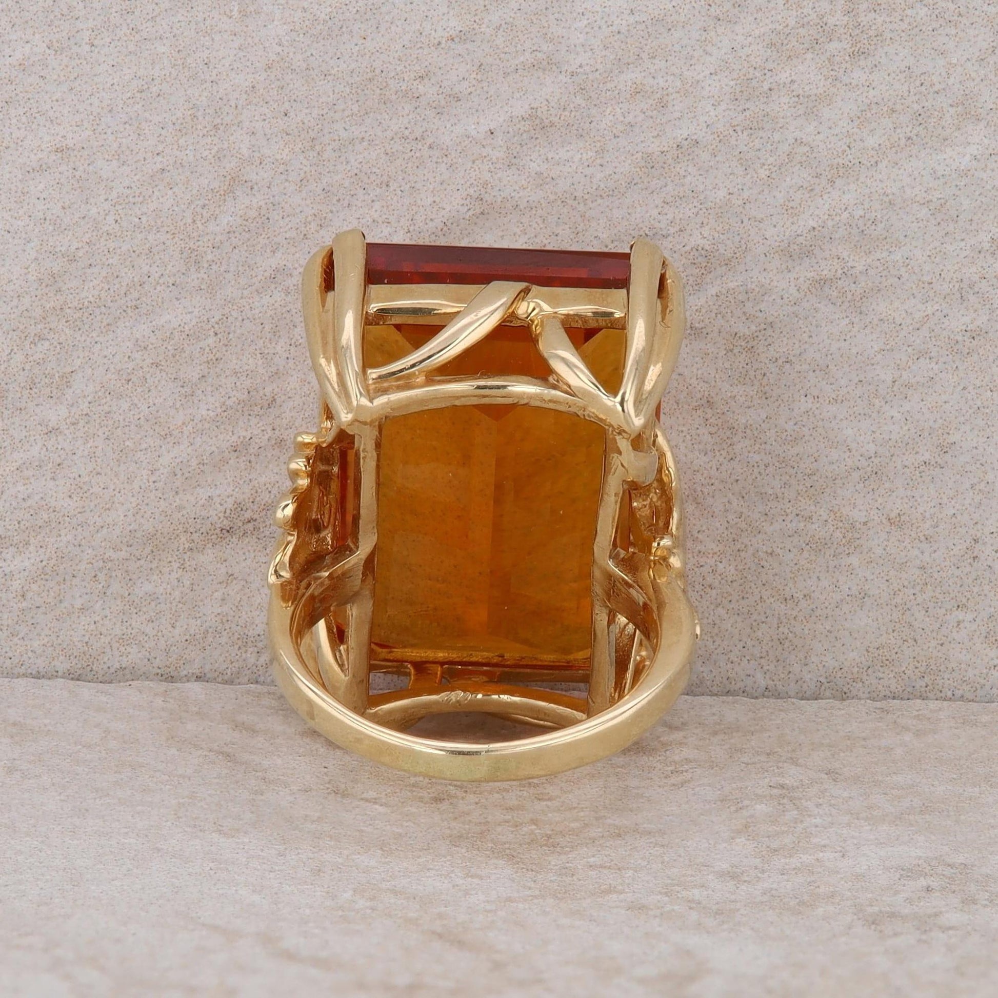 14k Yellow Gold Citrine Emerald Cut Ring