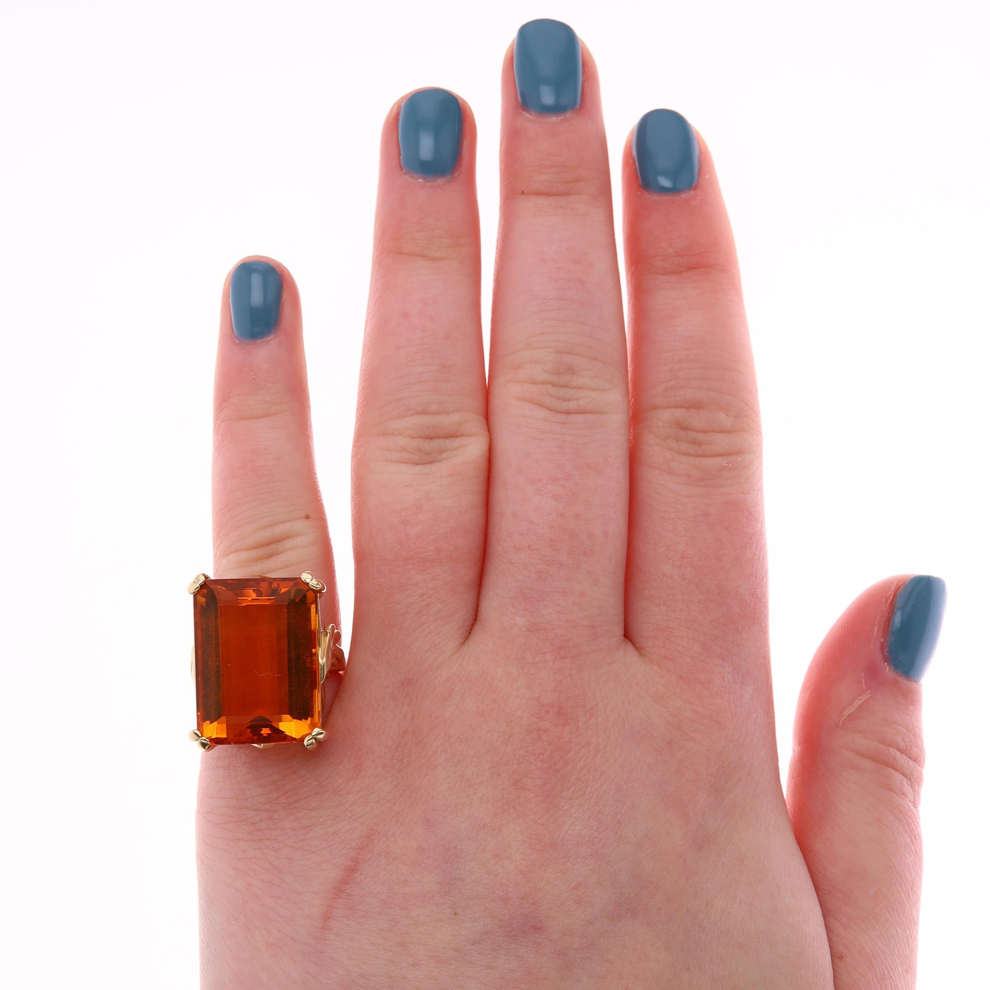 14k Yellow Gold Citrine Emerald Cut Ring