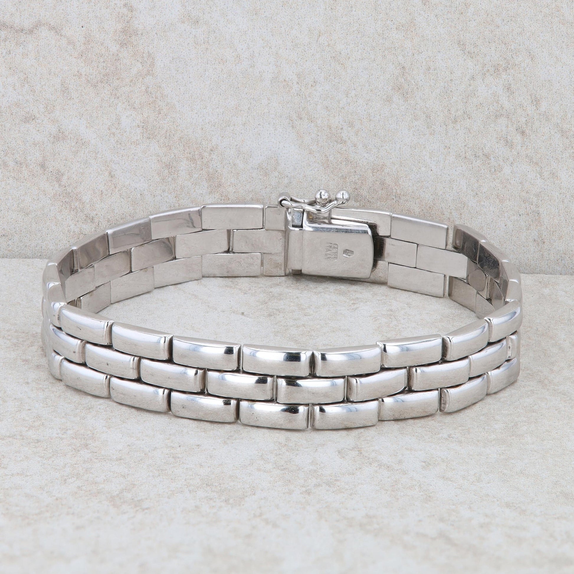 14k White Gold Link Style Bracelet