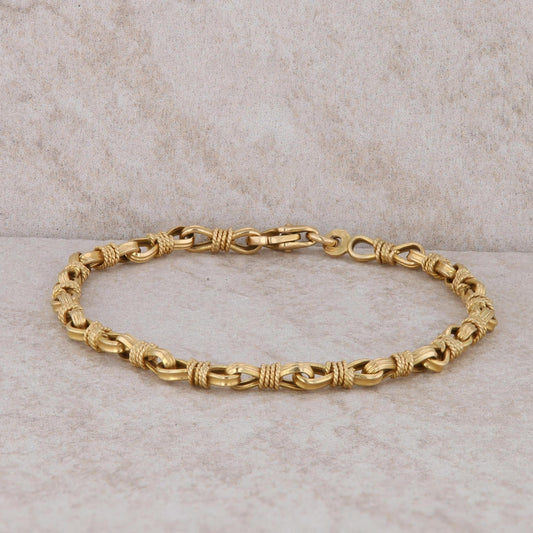 14k Yellow Gold Twisted Textured Link Bracelet