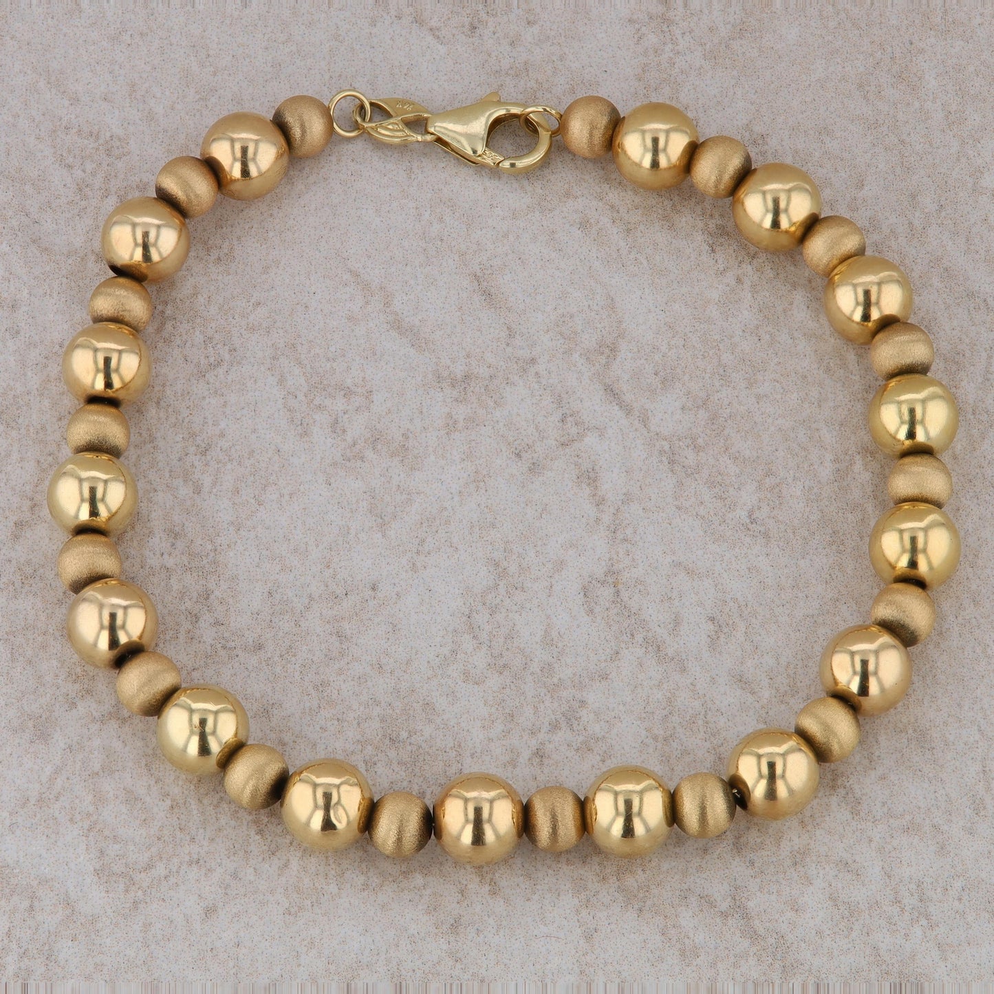 14k Yellow Gold Textured Beaded Bracelet 4.47g