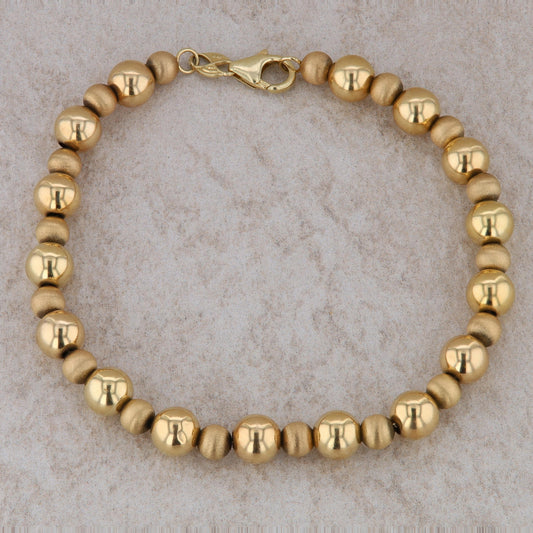 14k Yellow Gold Textured Beaded Bracelet 4.47g