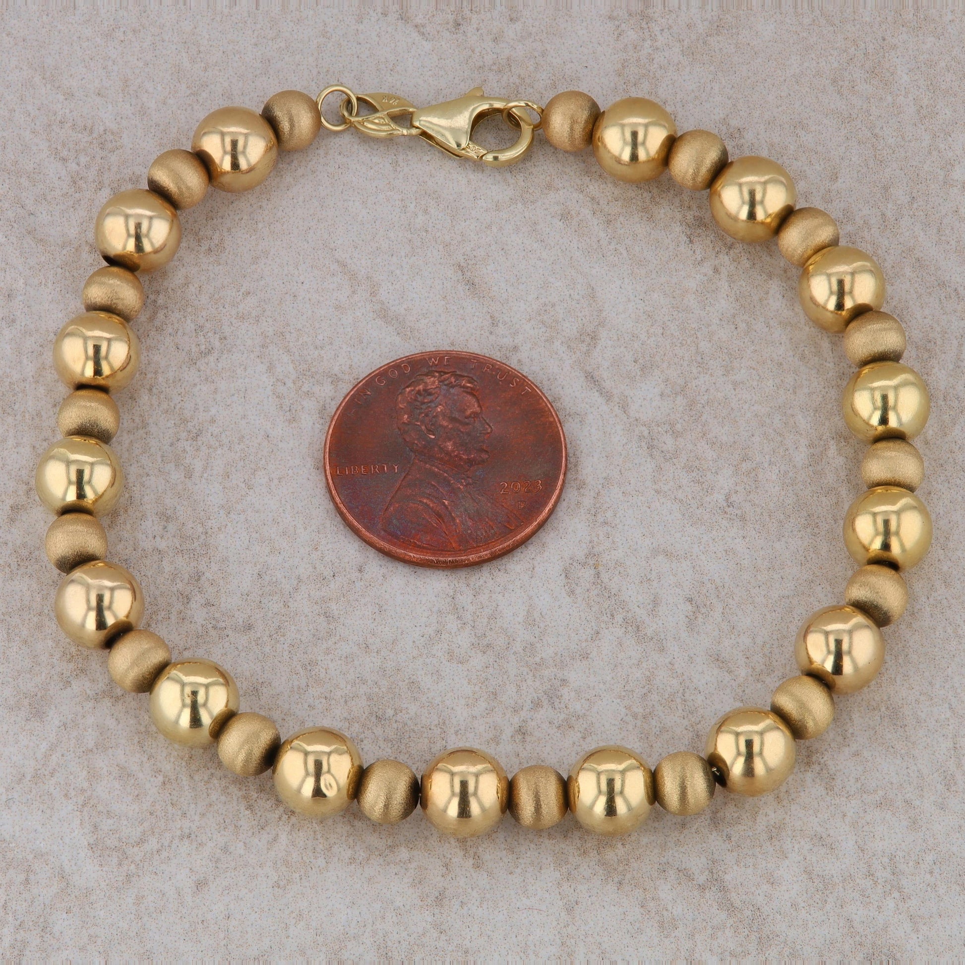14k Yellow Gold Textured Beaded Bracelet 4.47g