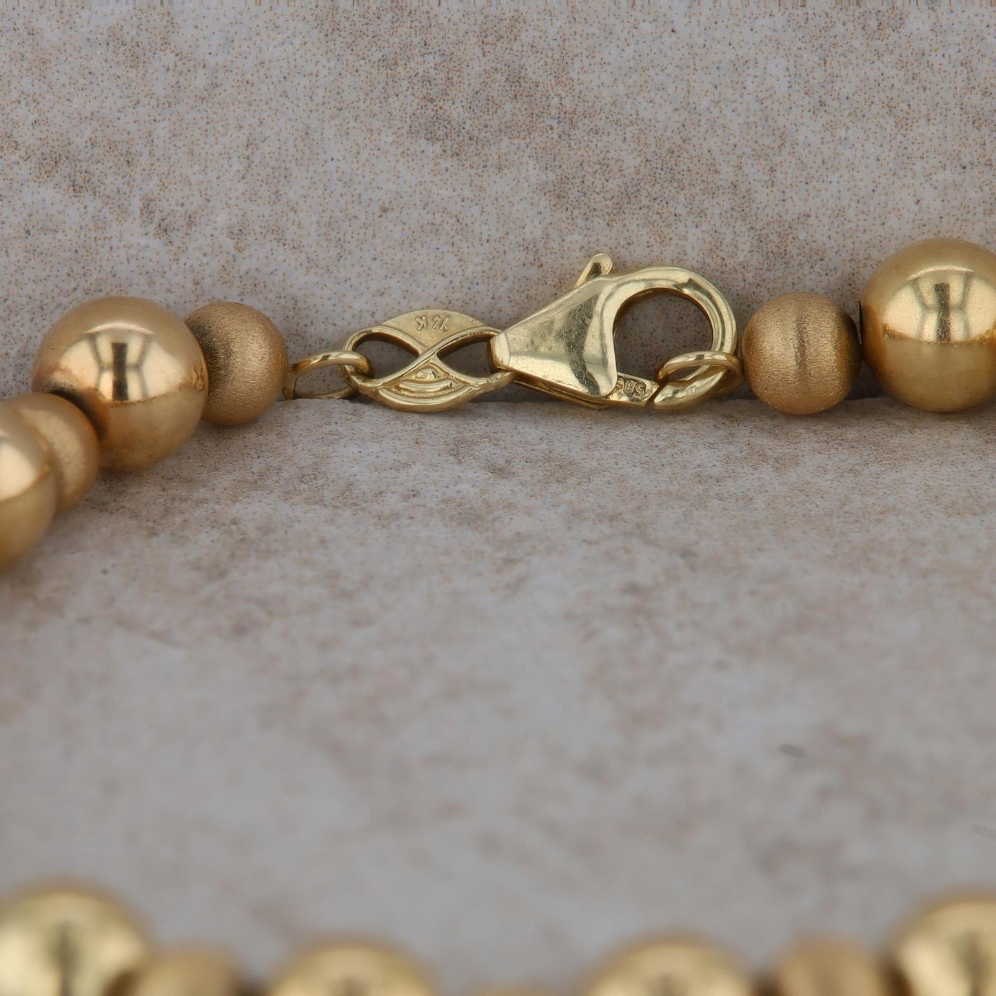 14k Yellow Gold Textured Beaded Bracelet 4.47g