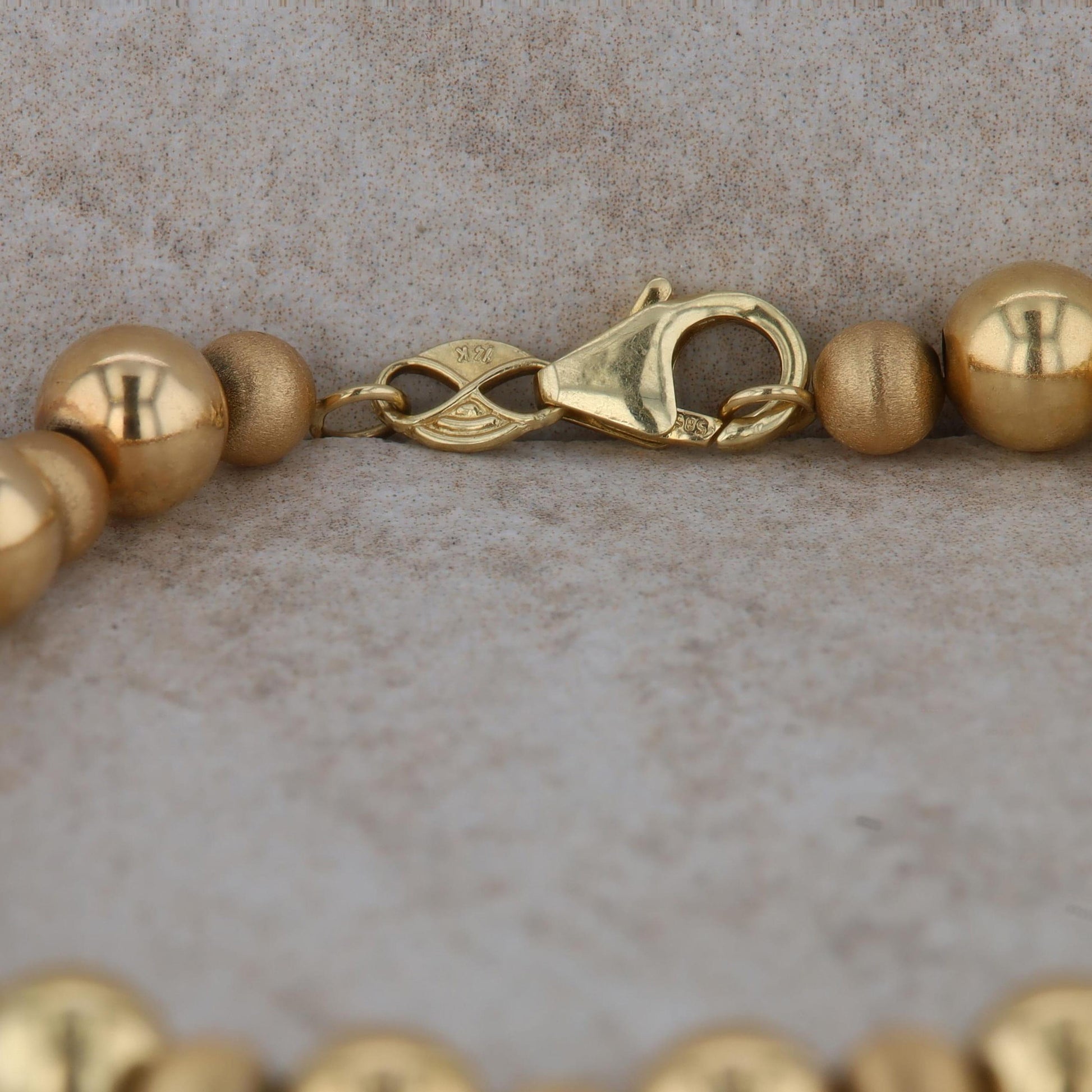 14k Yellow Gold Textured Beaded Bracelet 4.47g
