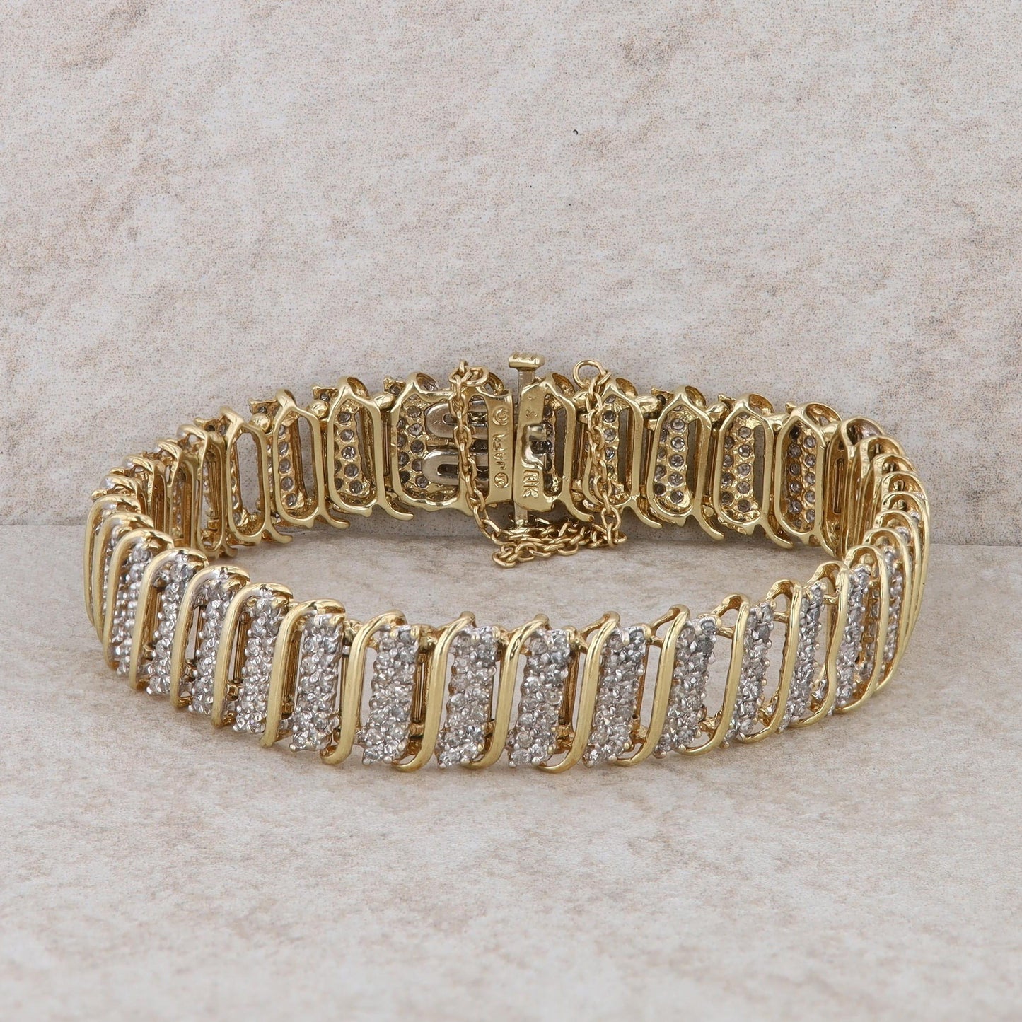 10k Yellow Gold Diamond Link Bracelet