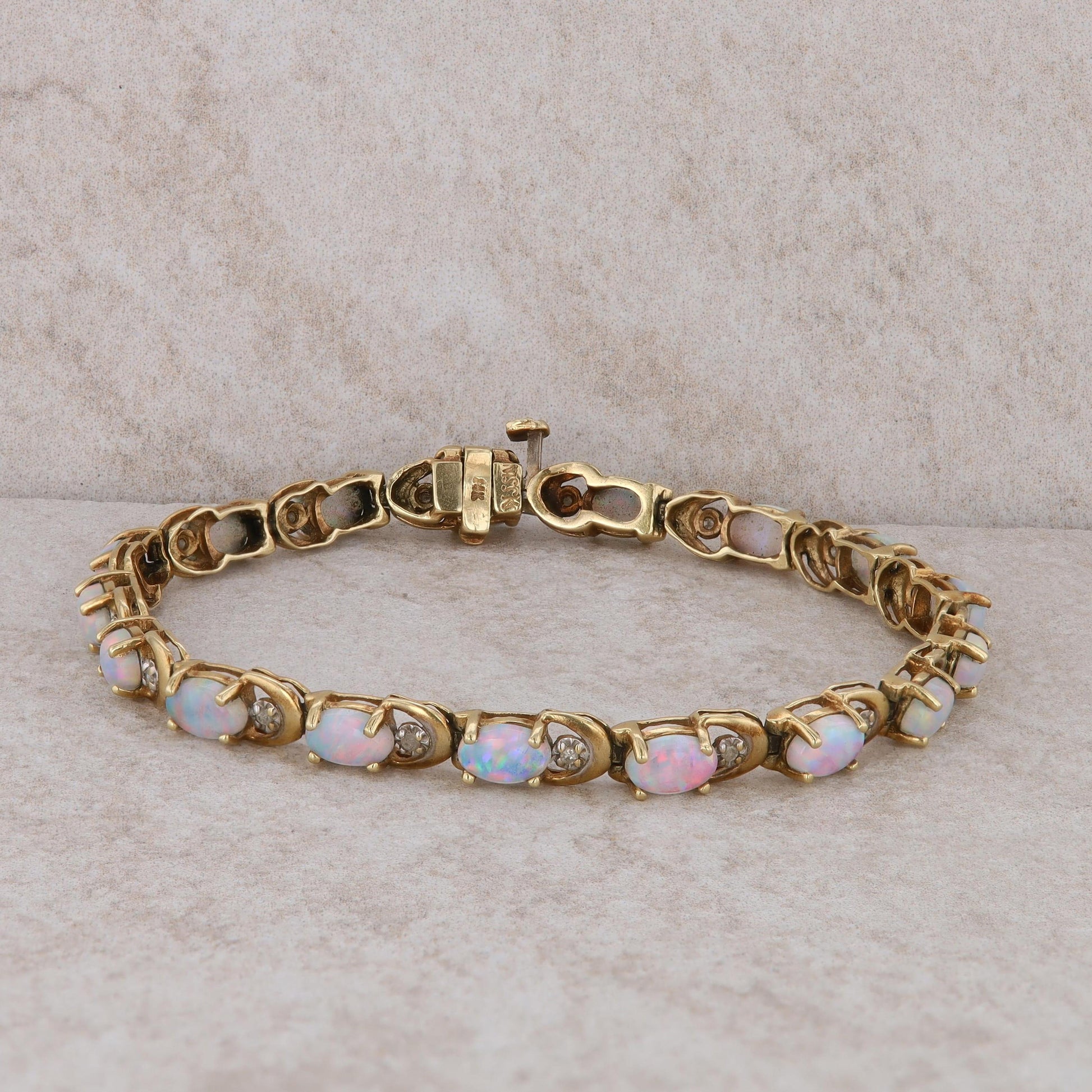 14k Yellow Gold Opal and Diamond Bracelet