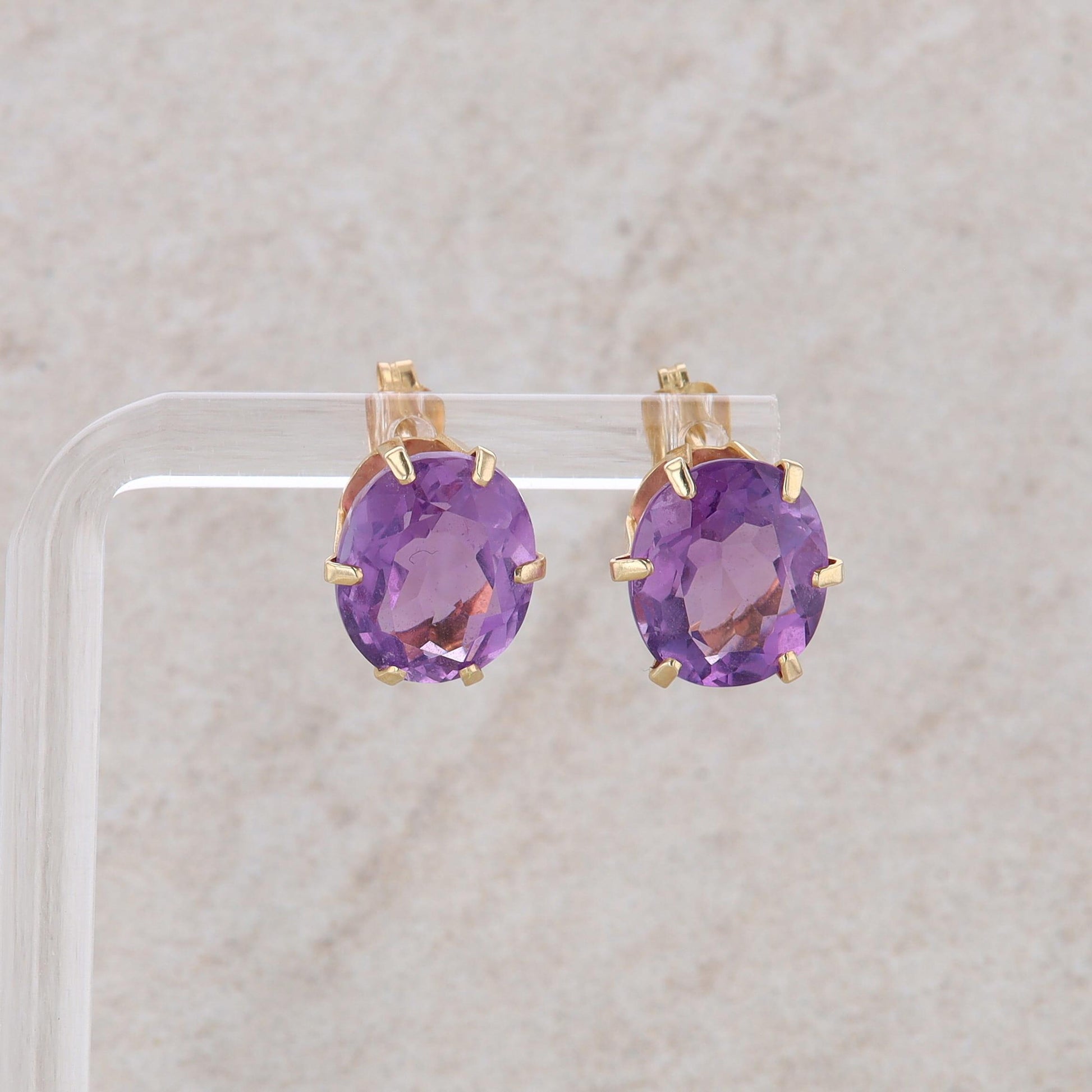 14k Amethyst Oval Stud Earrings