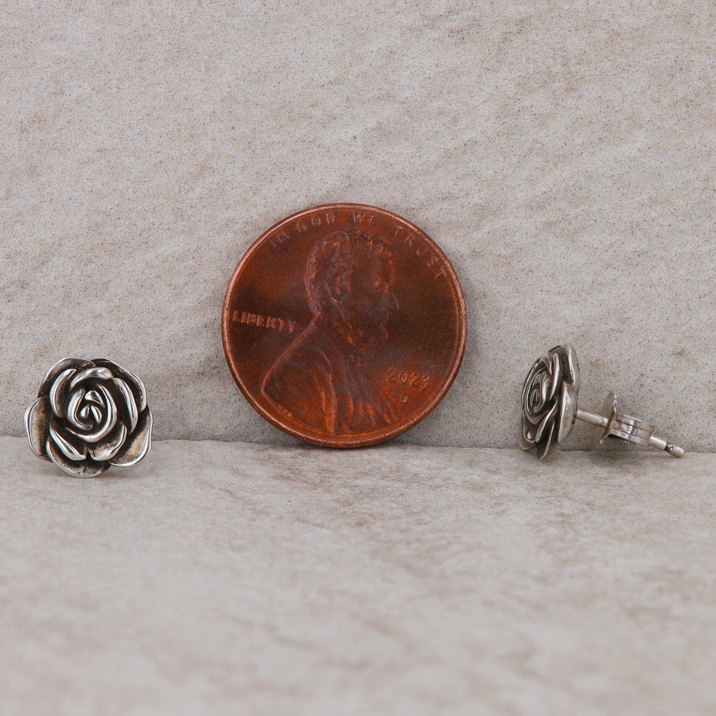 Sterling Silver Chamilia Flower Rose Stud Earrings