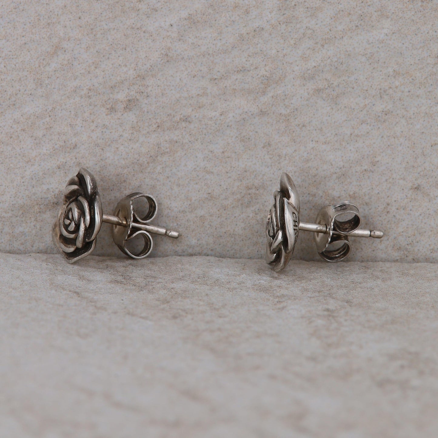 Sterling Silver Chamilia Flower Rose Stud Earrings
