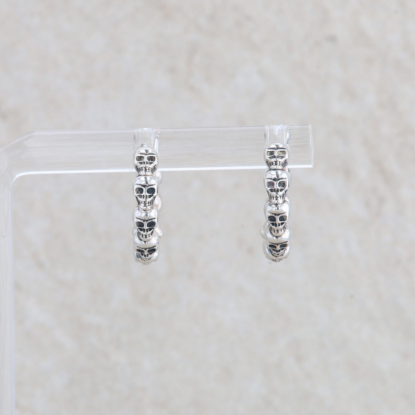 Sterling Silver Skull Huggie Earrings