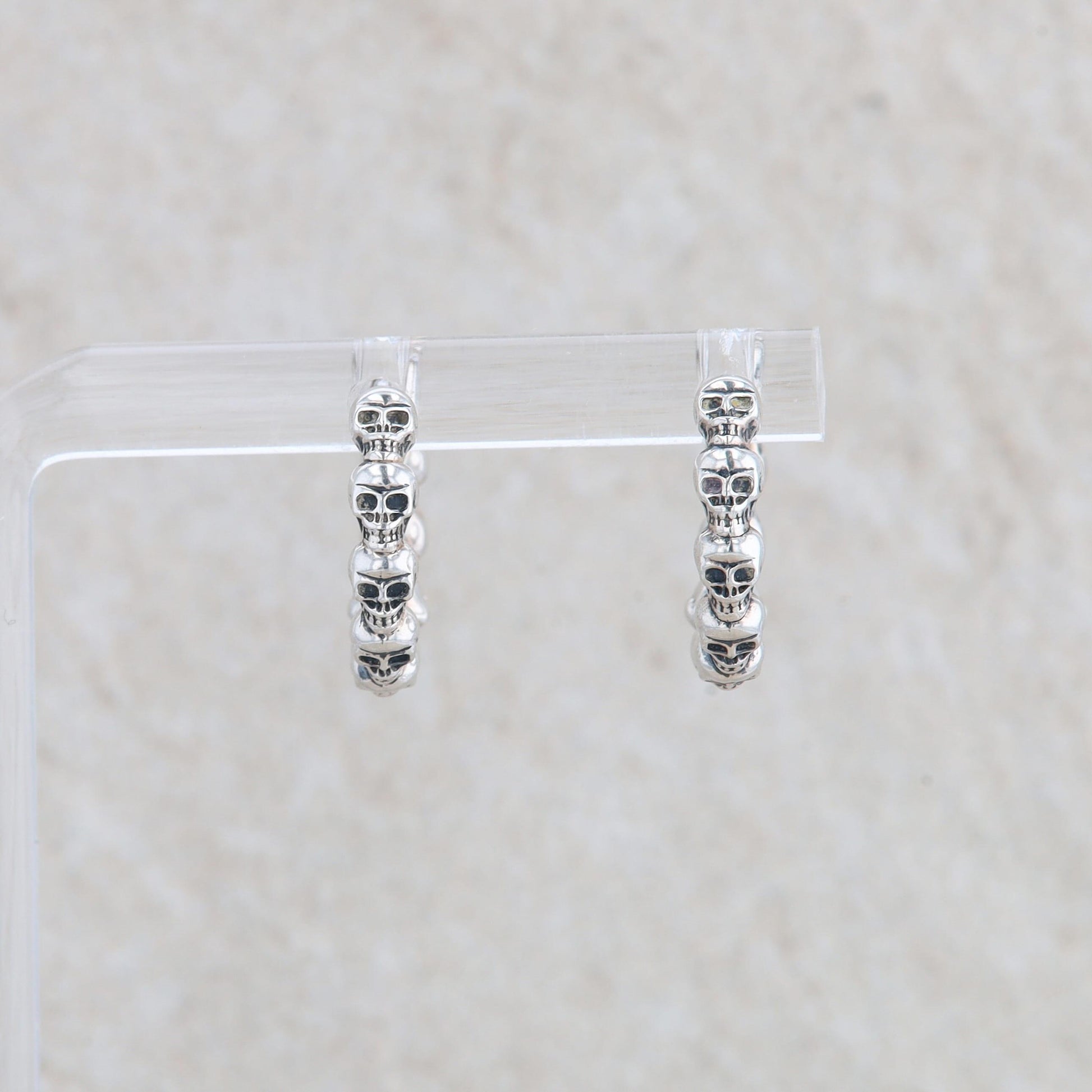 Sterling Silver Skull Huggie Earrings