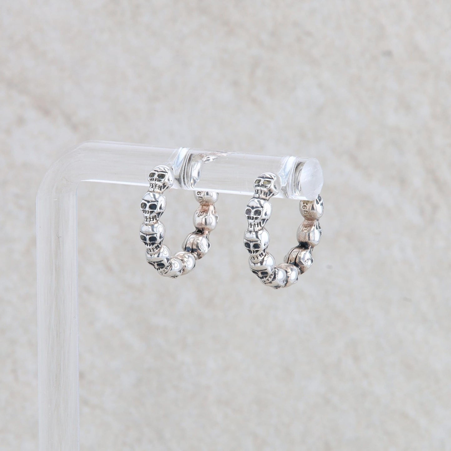 Sterling Silver Skull Huggie Earrings