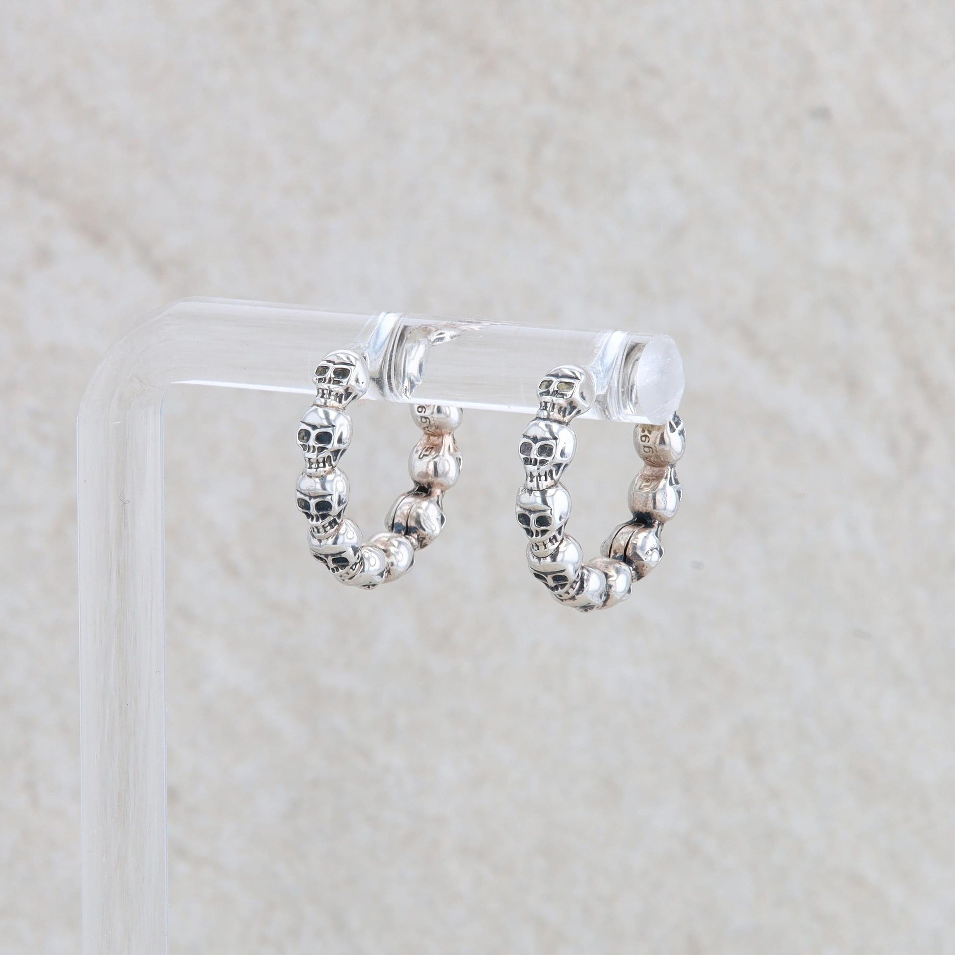 Sterling Silver Skull Huggie Earrings