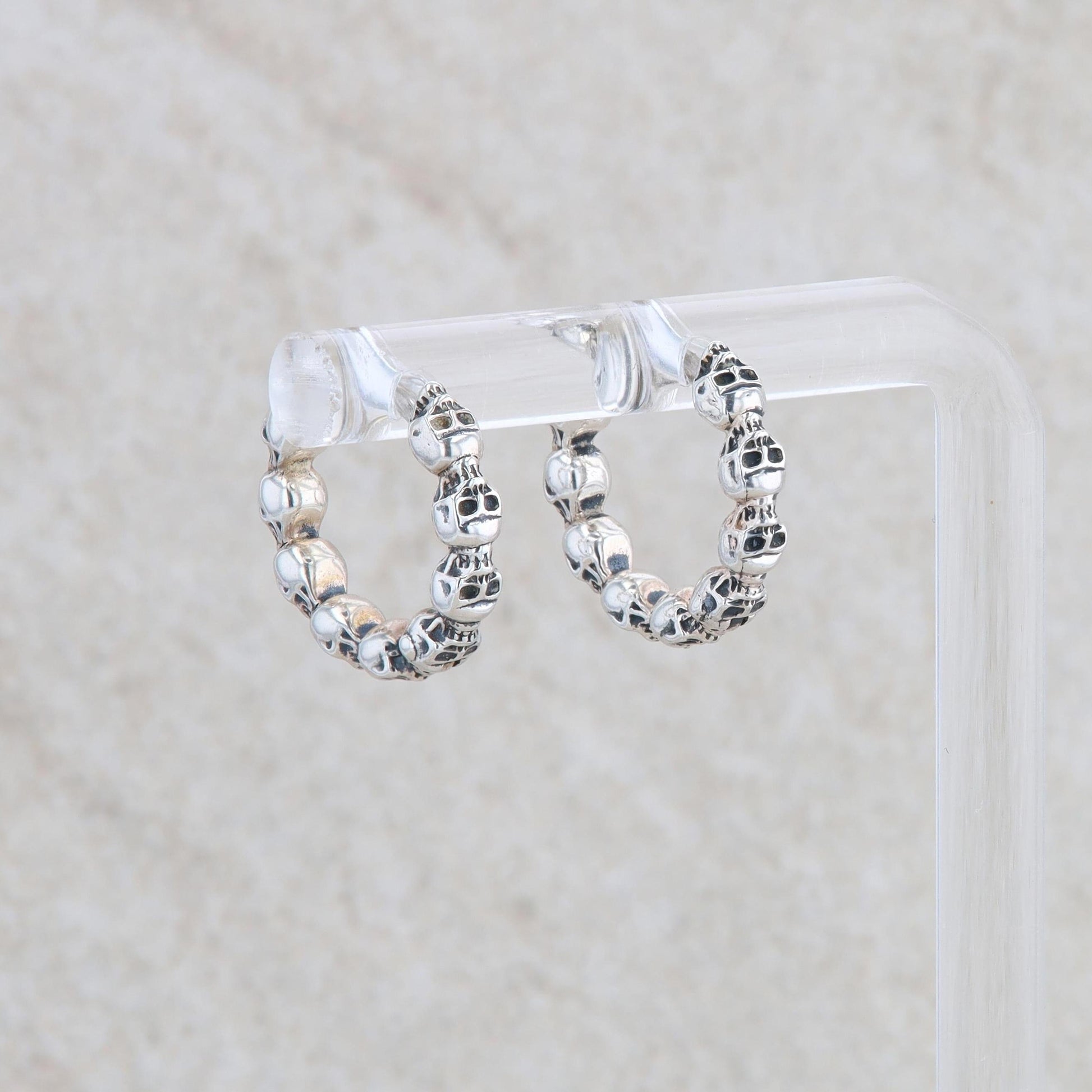 Sterling Silver Skull Huggie Earrings