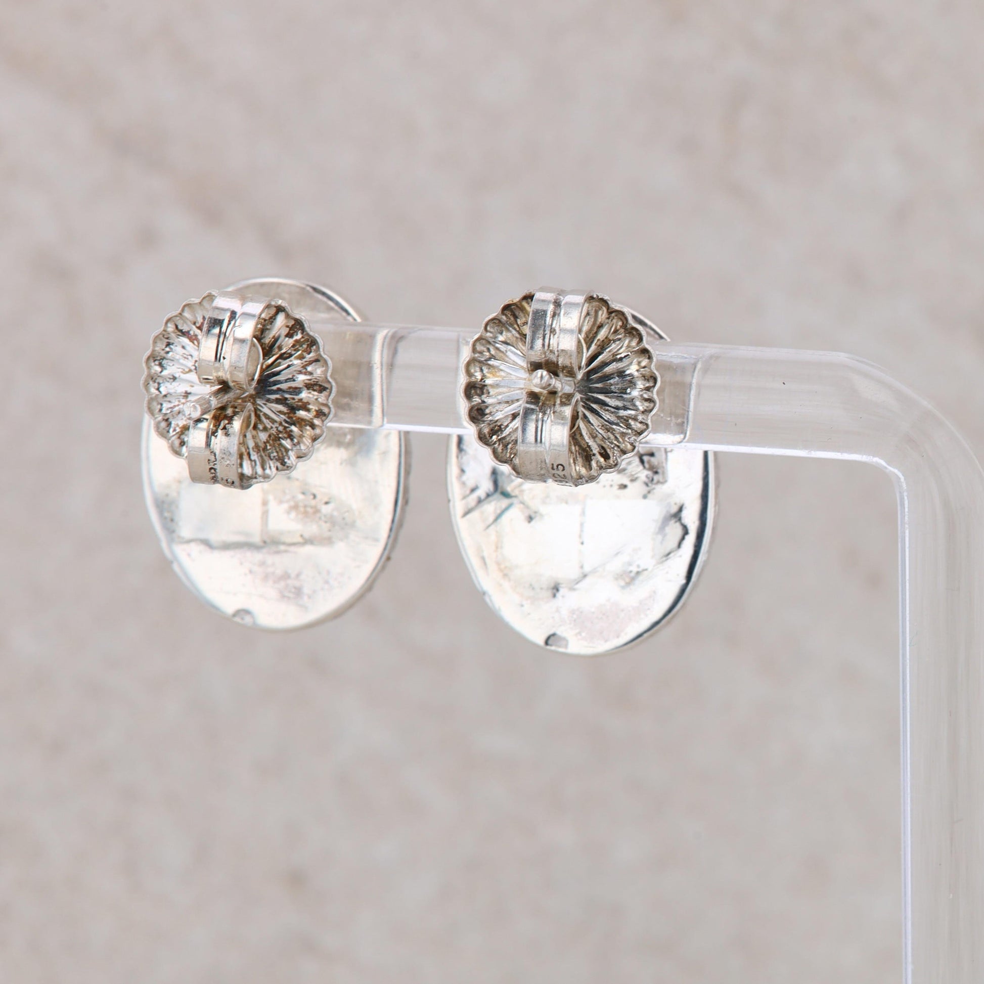 Sterling Silver Hematite Oval Stud Earrings