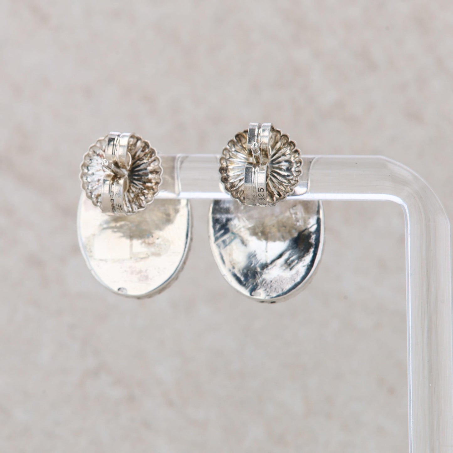Sterling Silver Hematite Oval Stud Earrings