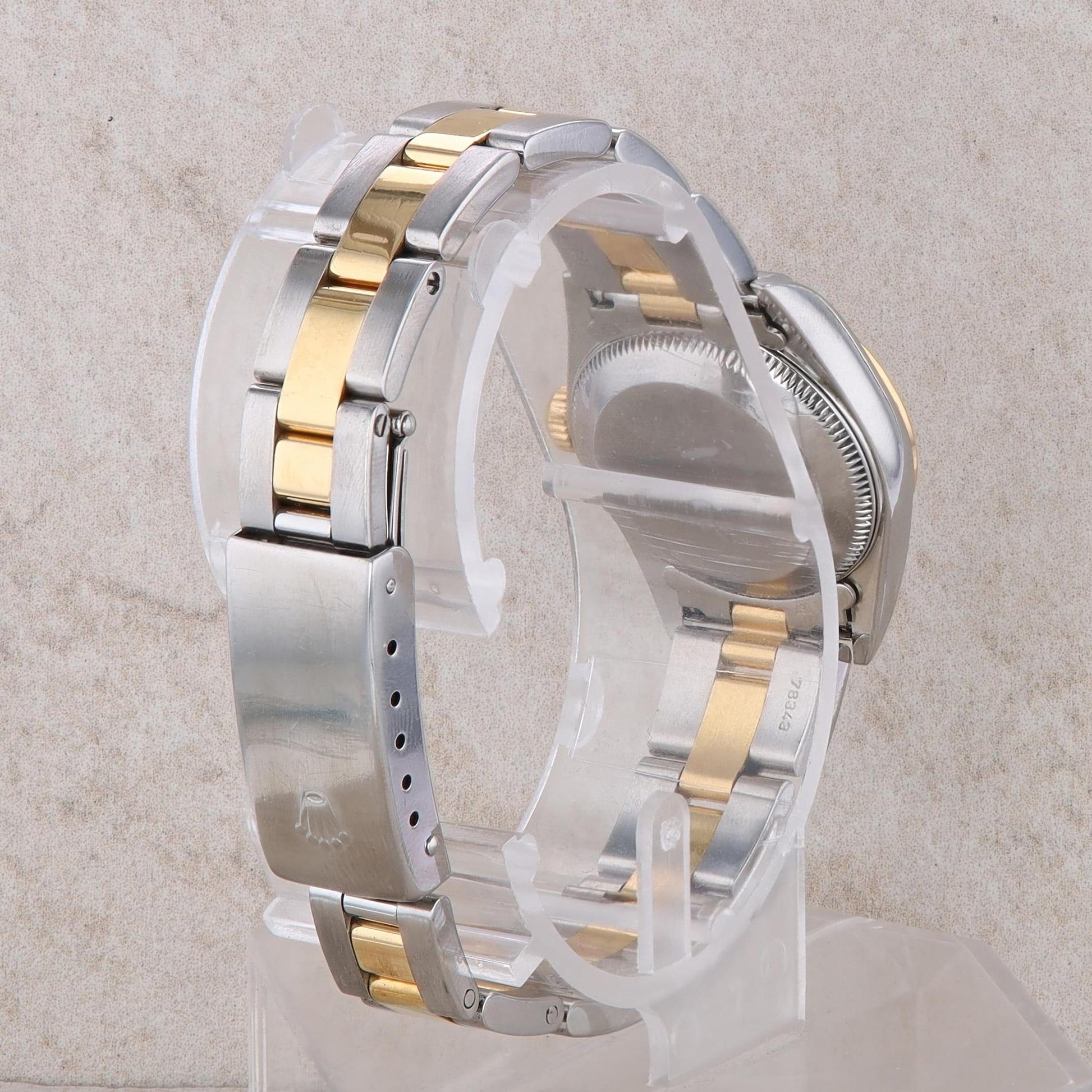 18k and Stainless Rolex Oyster Perpetual Ladies Oyster Band Champagne Dial 2001