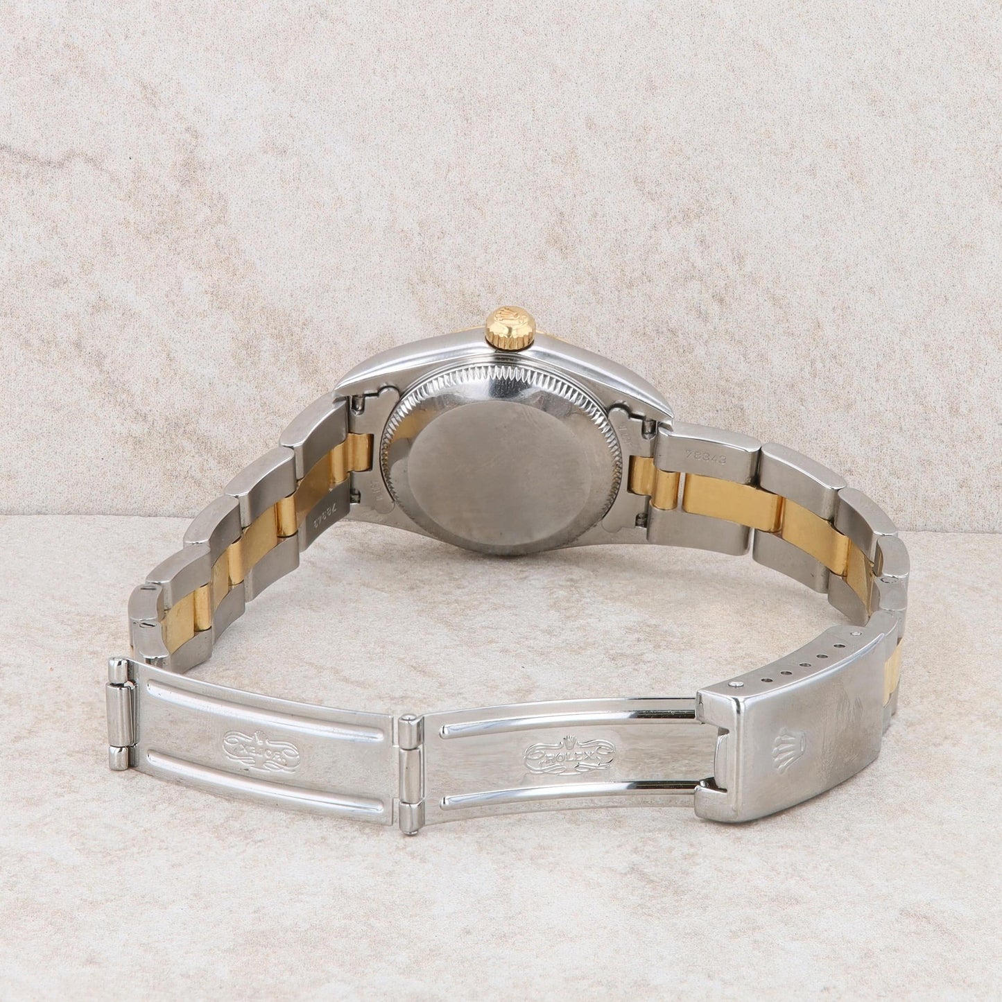 18k and Stainless Rolex Oyster Perpetual Ladies Oyster Band Champagne Dial 2001