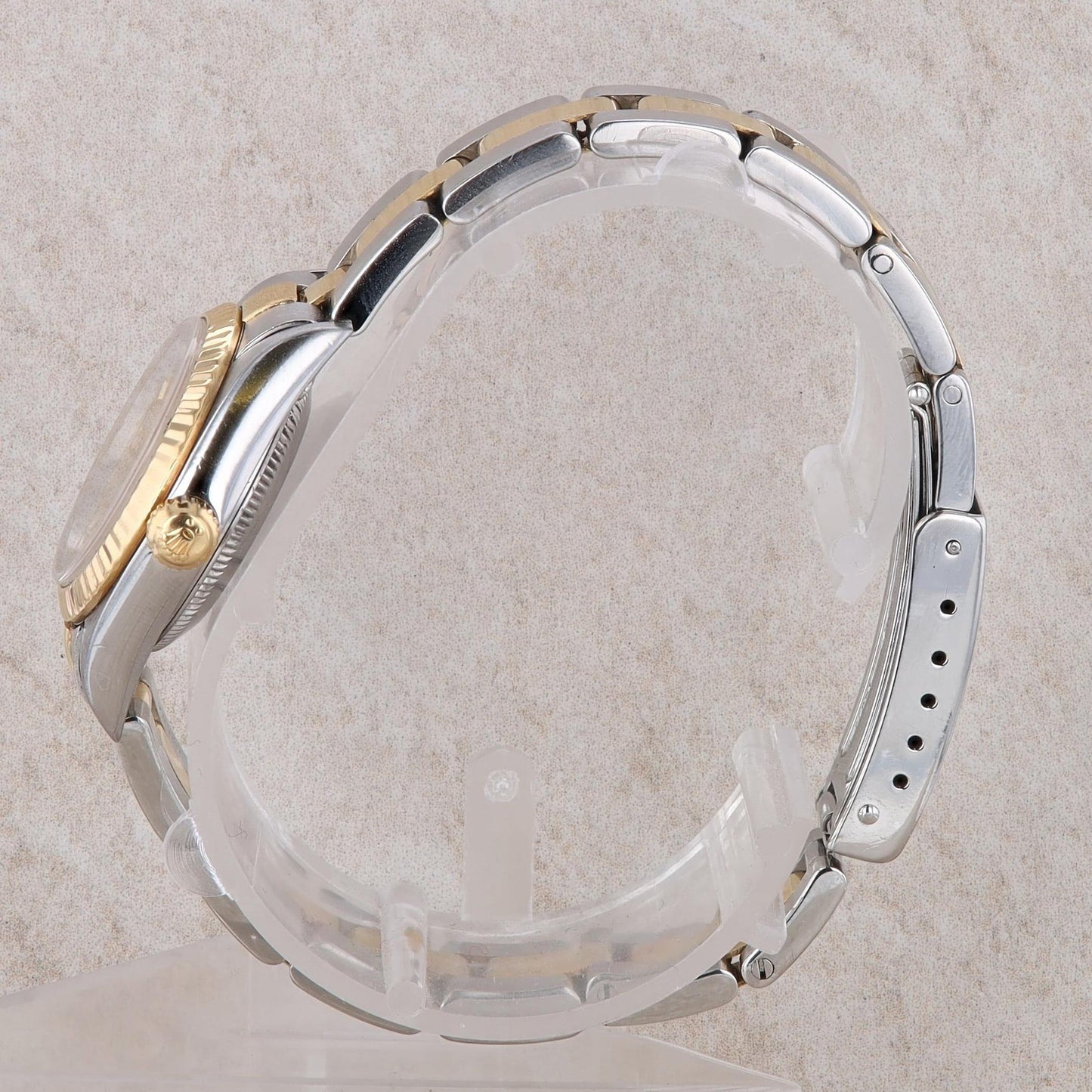 18k and Stainless Rolex Oyster Perpetual Ladies Oyster Band Champagne Dial 2001