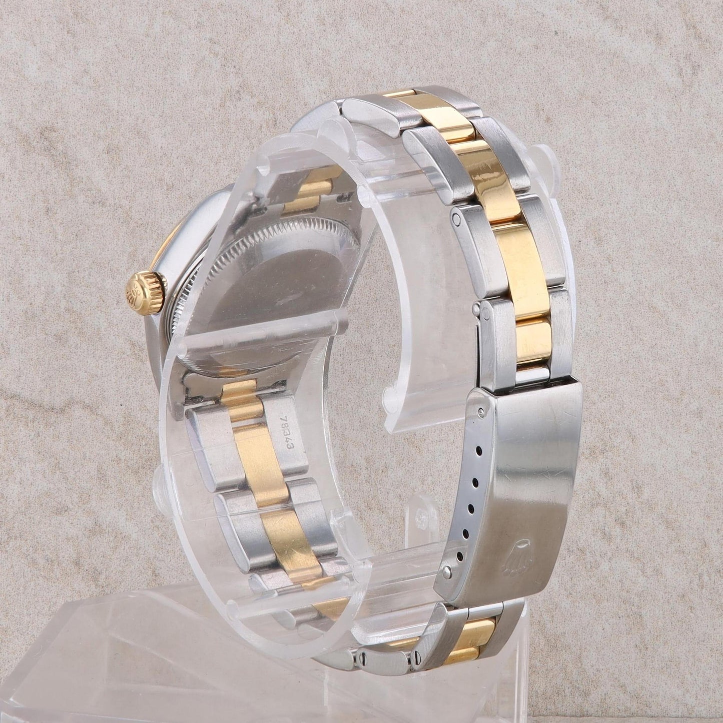 18k and Stainless Rolex Oyster Perpetual Ladies Oyster Band Champagne Dial 2001