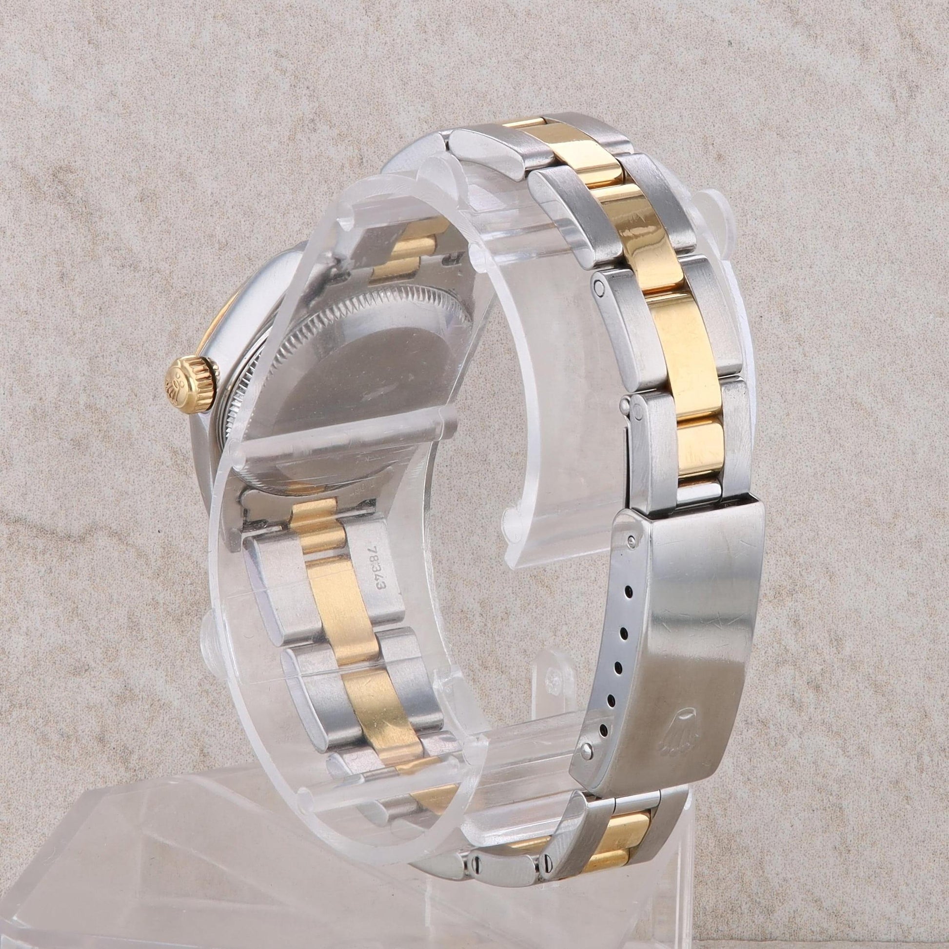18k and Stainless Rolex Oyster Perpetual Ladies Oyster Band Champagne Dial 2001