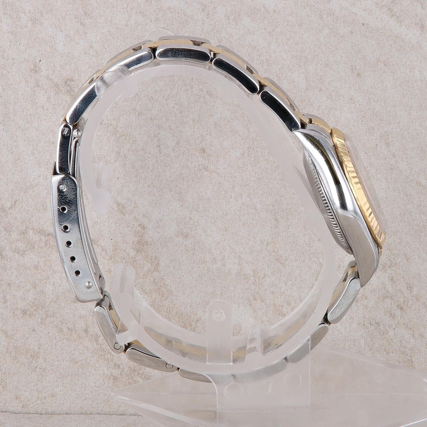 18k and Stainless Rolex Oyster Perpetual Ladies Oyster Band Champagne Dial 2001