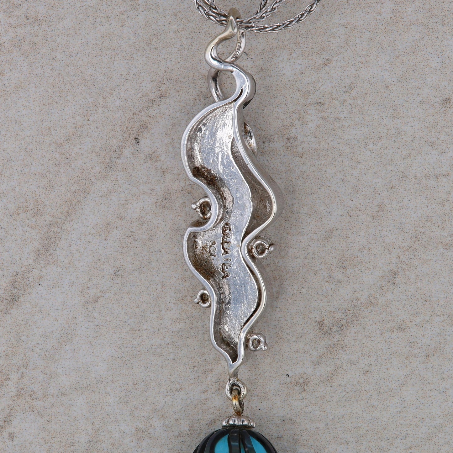 14k White Gold Galatea Pearl Turquoise Triple Chain Necklace